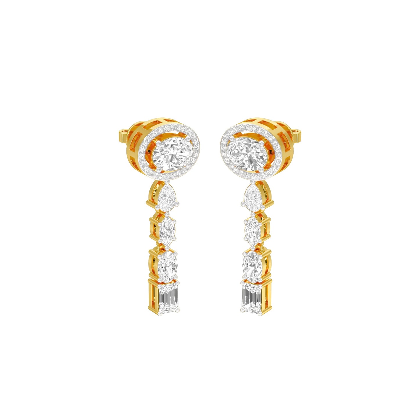 Shape Symphony Diamond Drop Earrings 18 KT / Yellow Gold