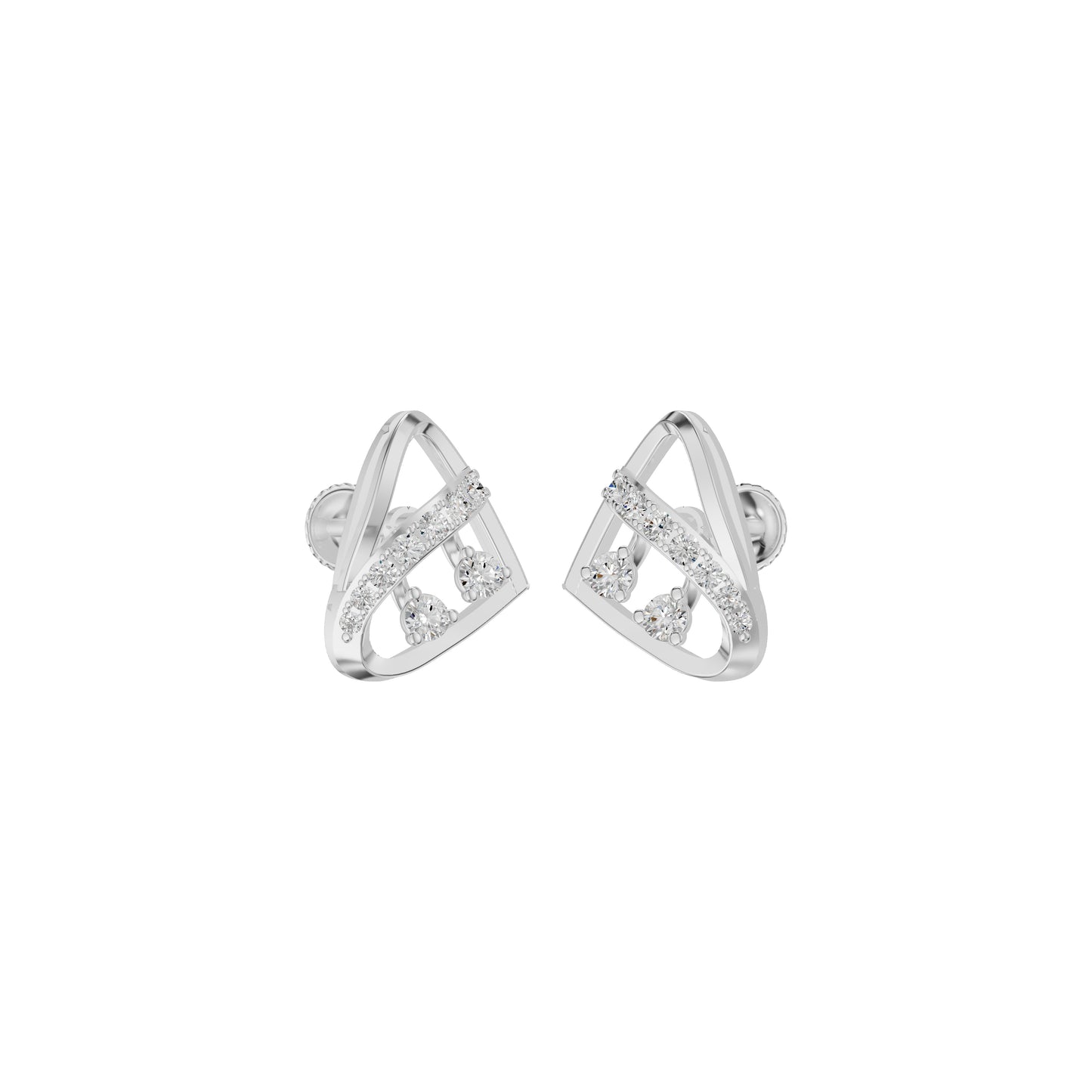 Tangle Round Diamond Stud Earrings 18 KT / White Gold