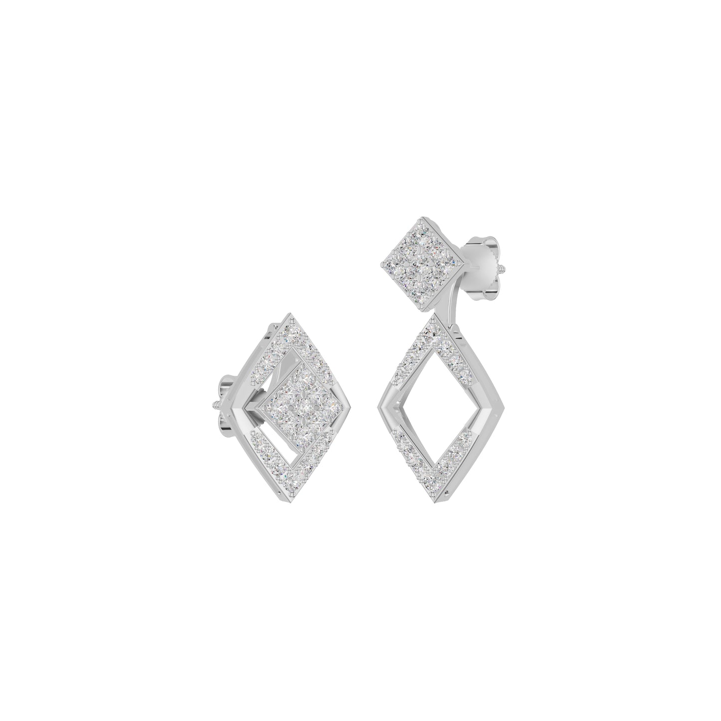 Tilted Square Diamond Stud Earrings 18 KT / White Gold