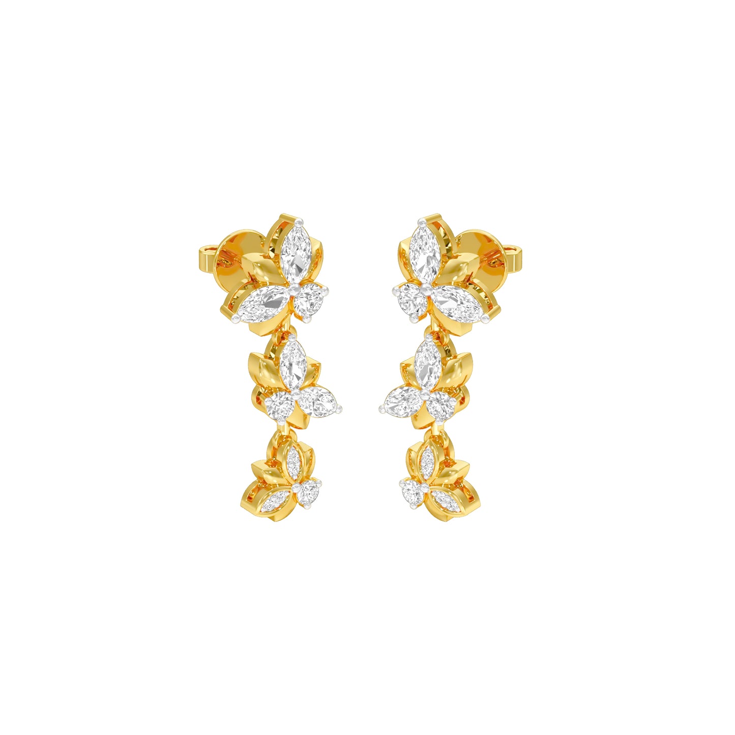 Metropolitan Bloom Diamond Drop Earrings 18 KT / Yellow Gold
