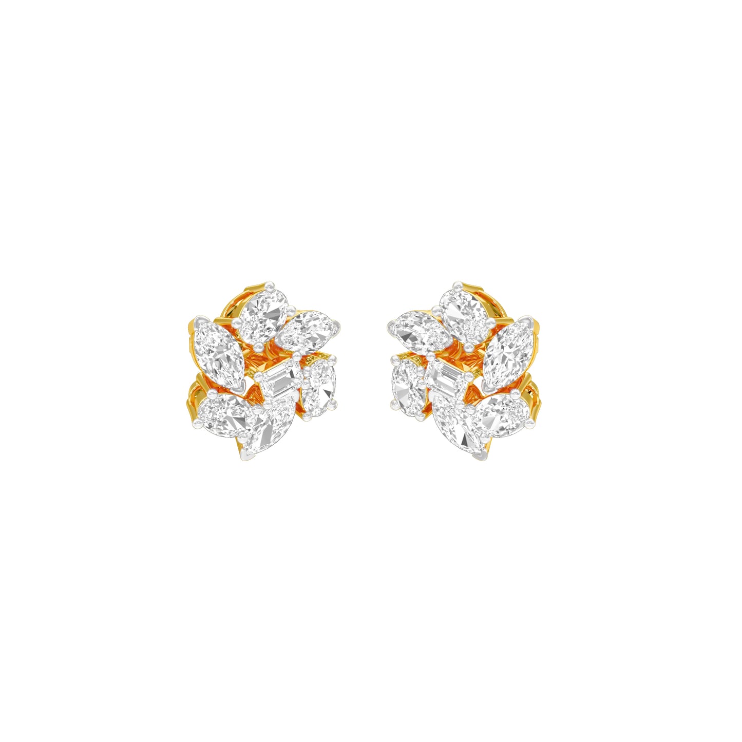 Midnight Bloom Diamond Stud Earrings 18 KT / Yellow Gold