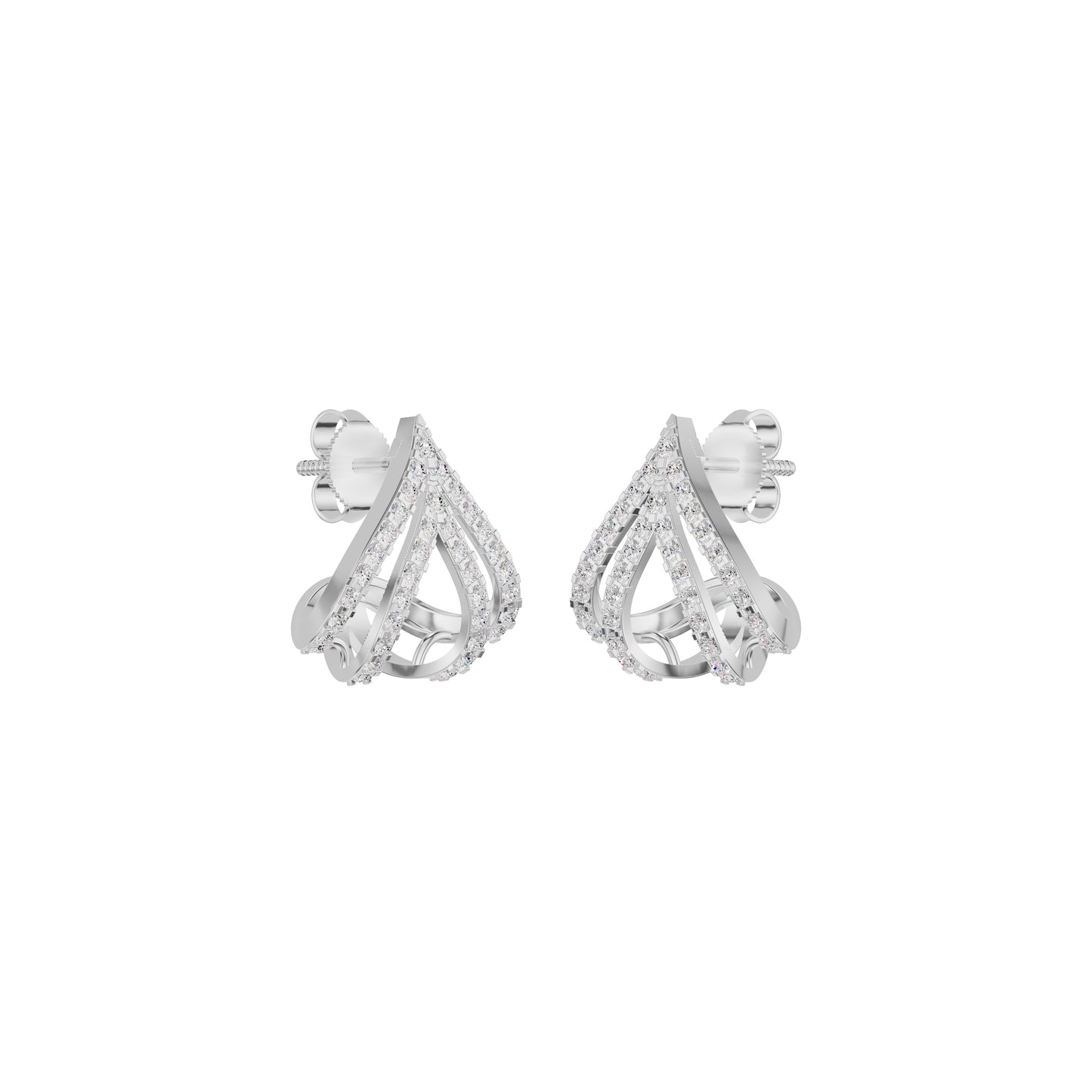 Arrow Edge Diamond Bali Earrings 18 KT / White Gold