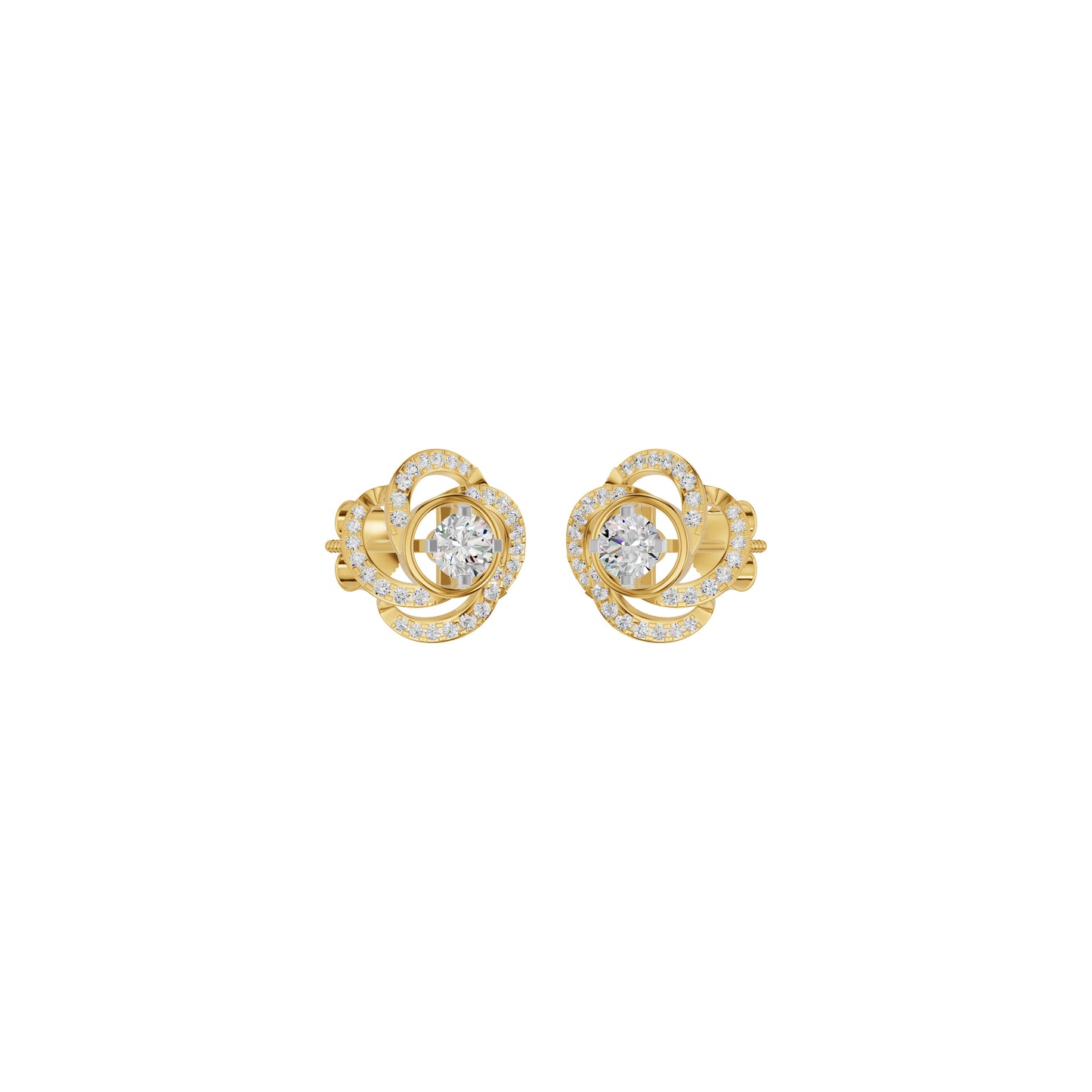 Swirl Clover Diamond Earrings 18 KT / Yellow Gold