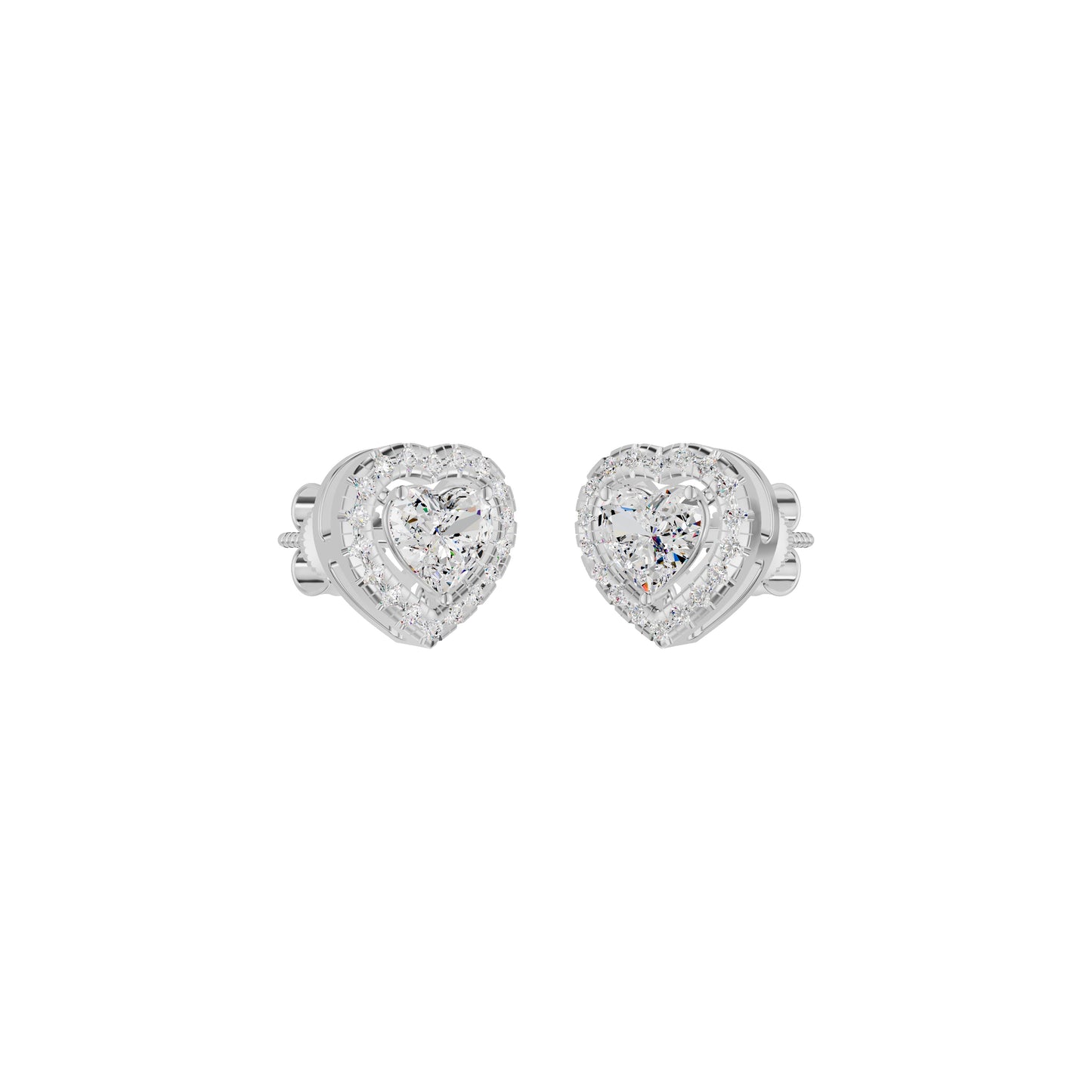 Sleek Heart Cut Halo Diamond Earrings 18 KT / White Gold