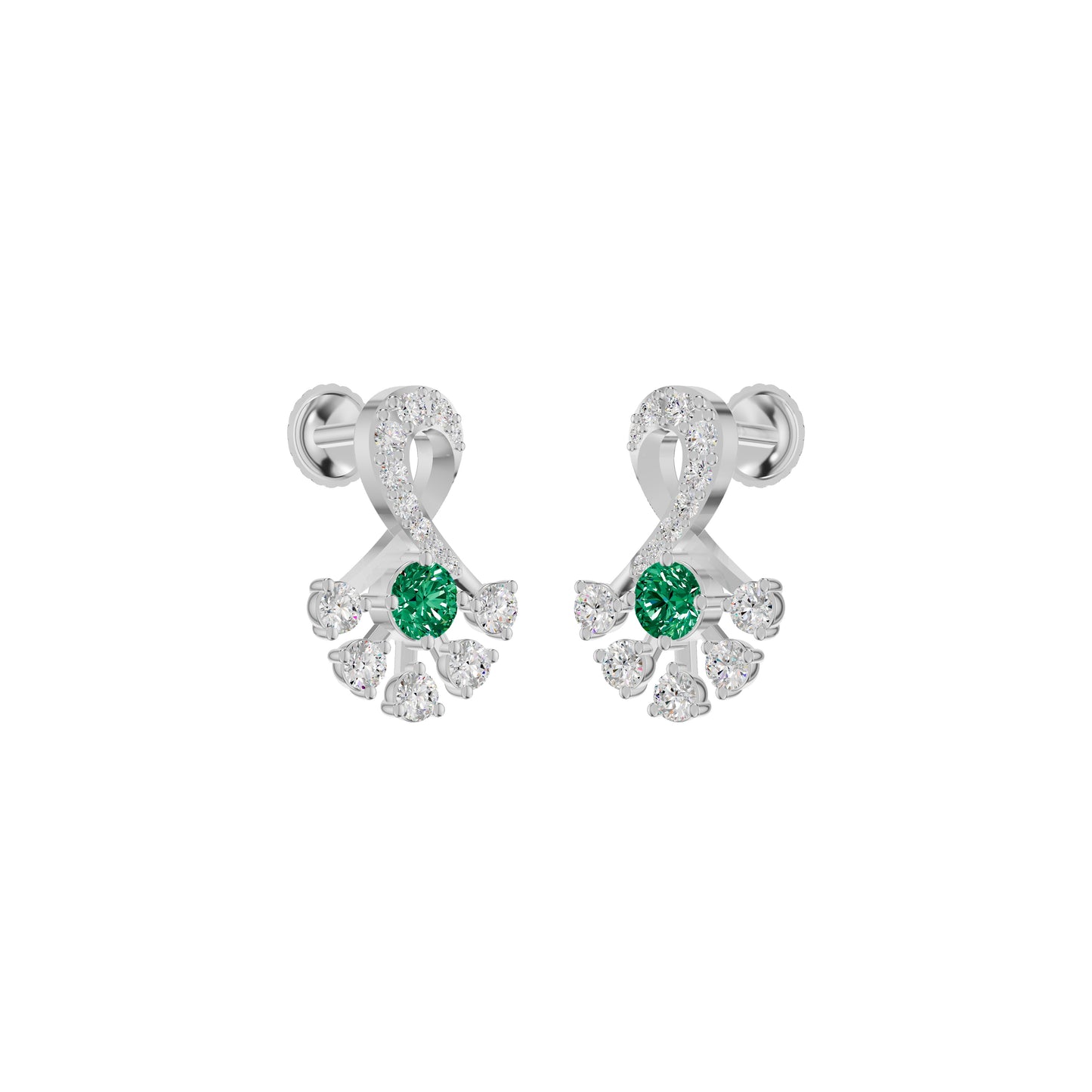 Sparkle Botanics Diamond Earrings 18 KT / White Gold