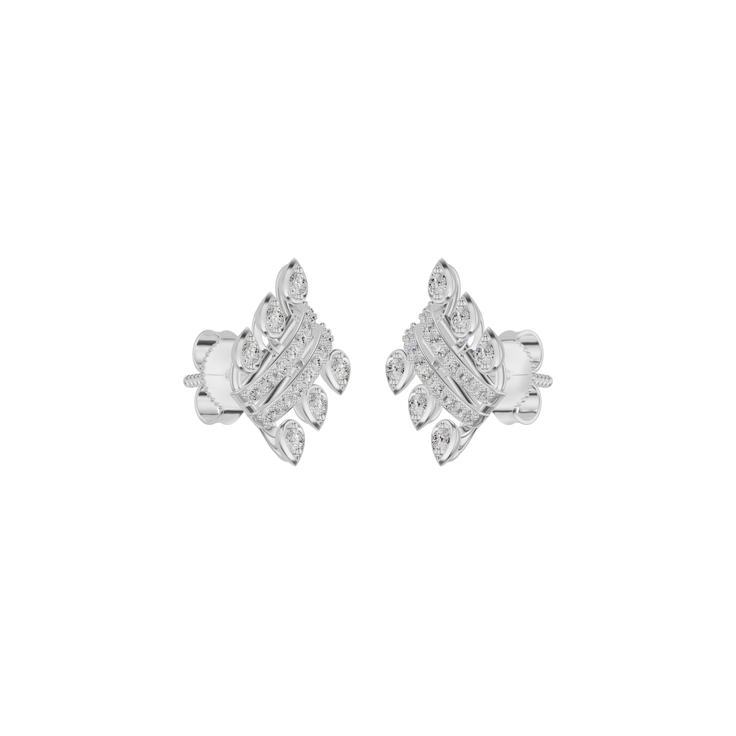 Floral Grid Diamond Stud Earrings
