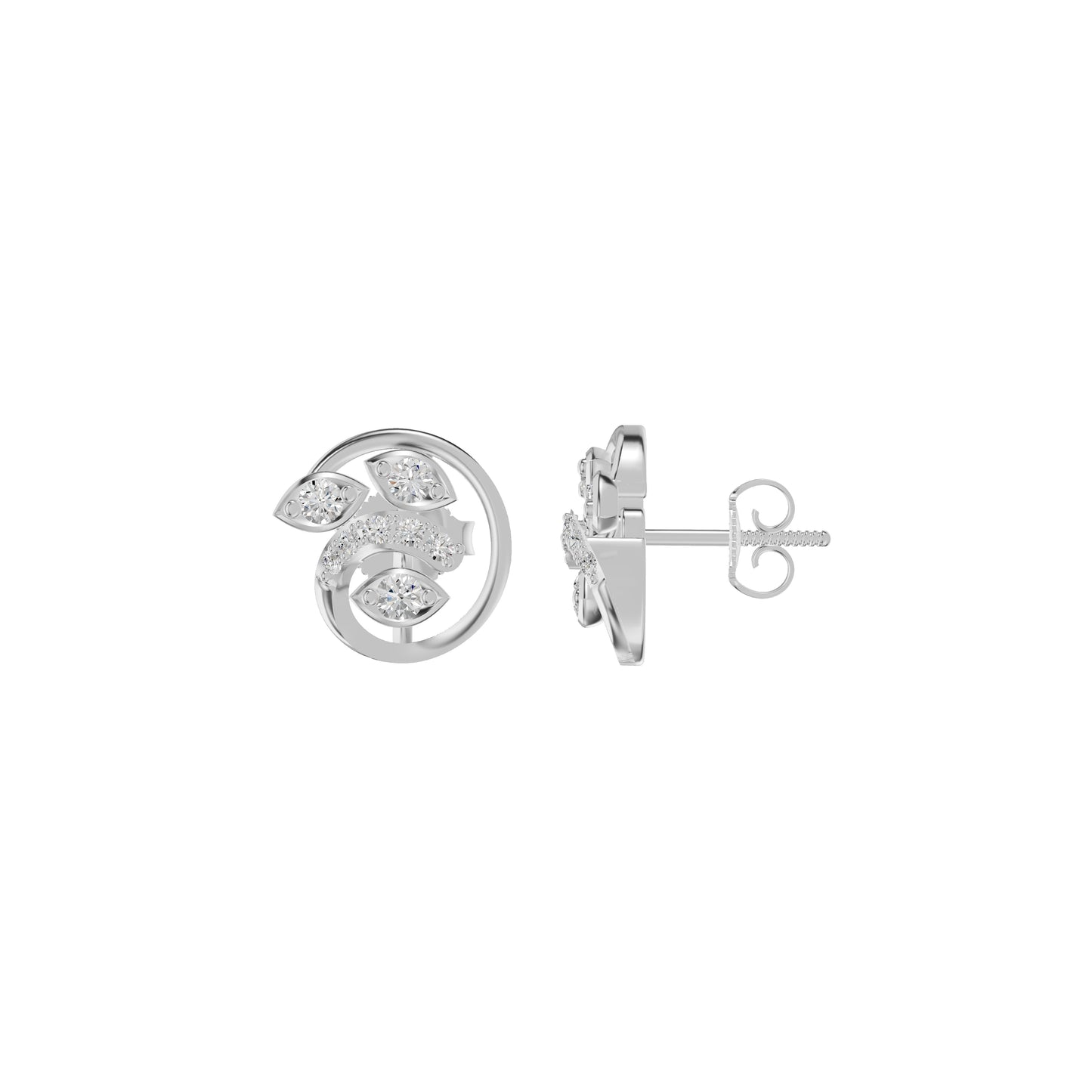 Marquise Swirl Diamond Stud Earrings