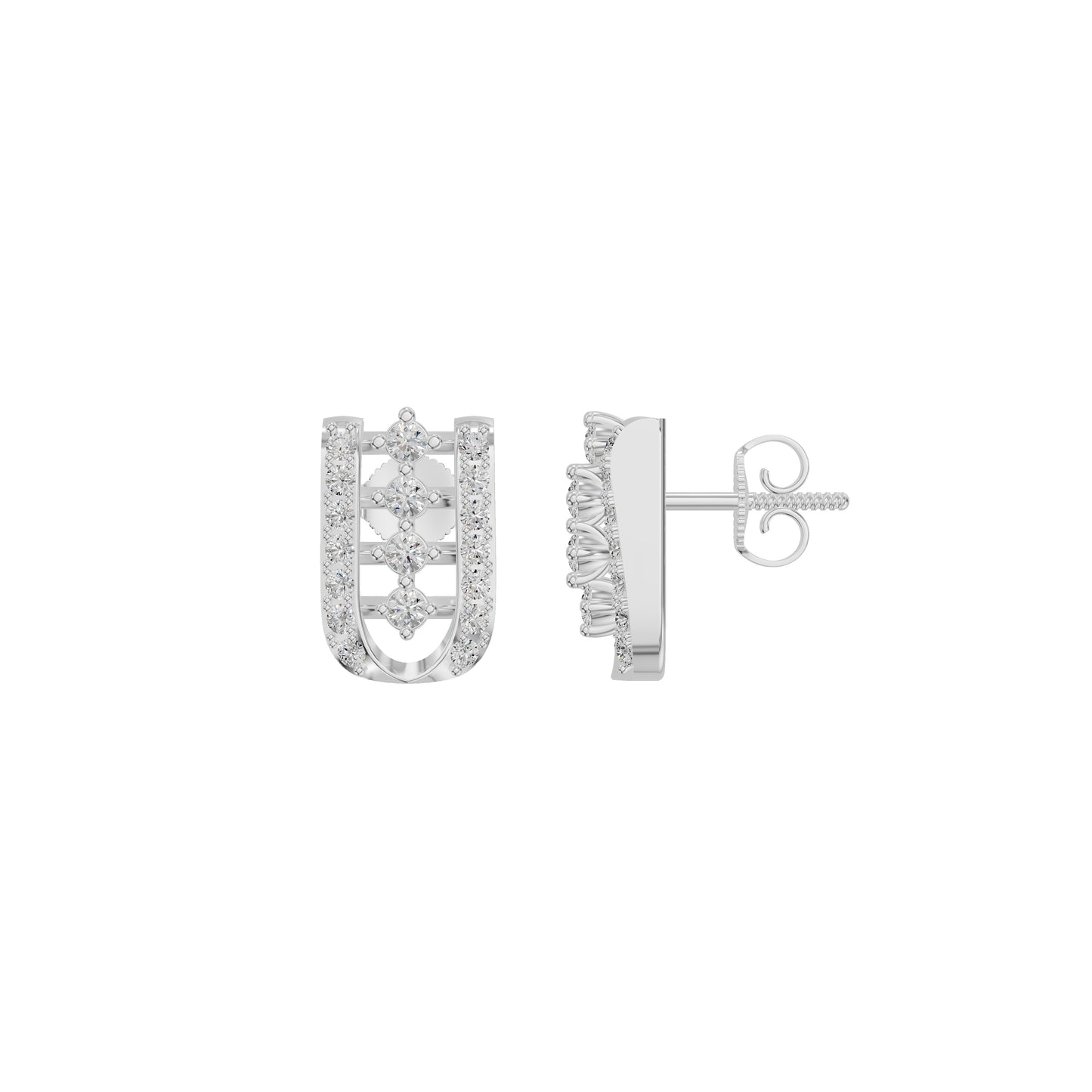 Lattice Round Diamond Stud Earrings