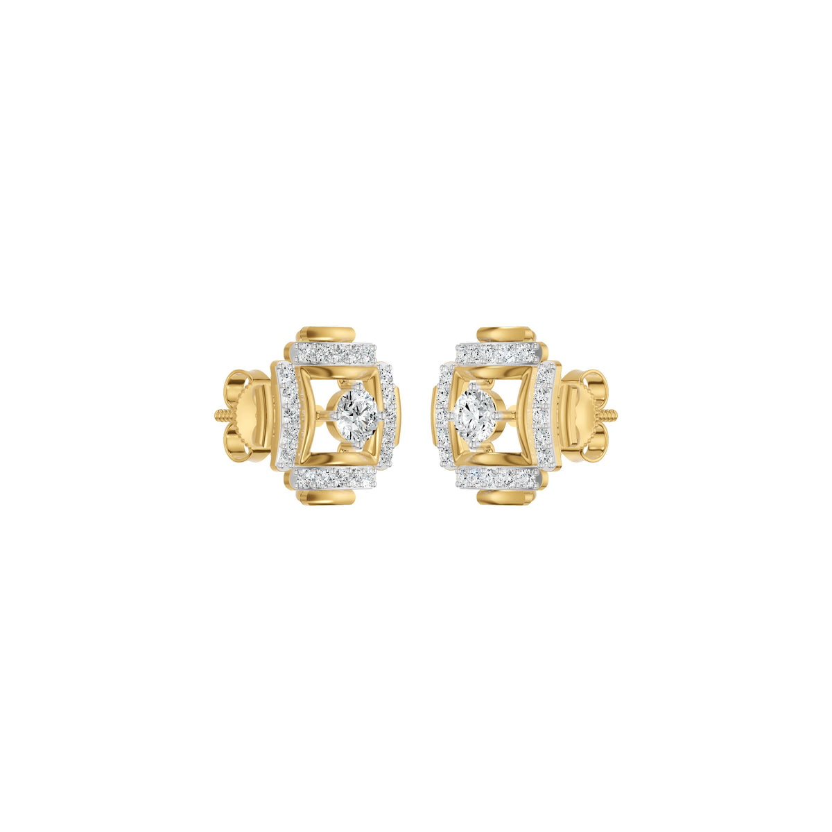 Geovelle Frame Diamond Earrings 18 KT / Yellow Gold