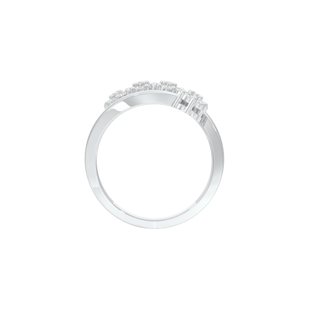 Twisted Cluster Diamond Ring 18 KT / White Gold / 22