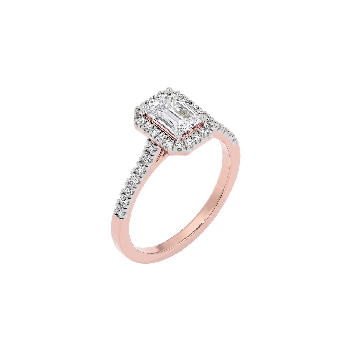 Luminere Engagement Emerald Diamond Ring 18 KT / Rose Gold / 22