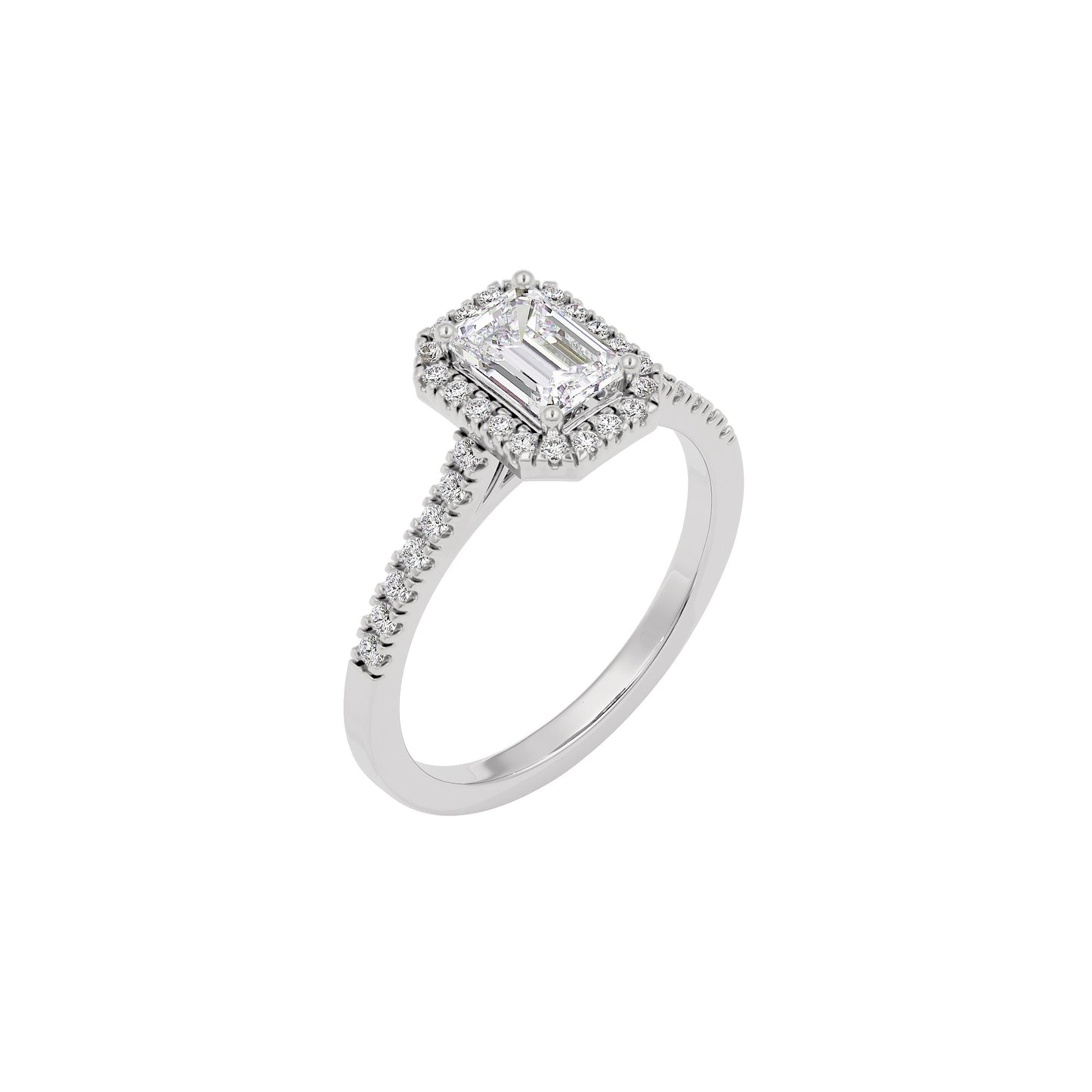 Luminere Engagement Emerald Diamond Ring 18 KT / White Gold / 22