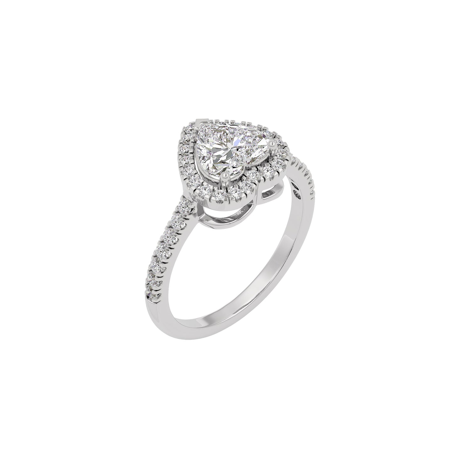 Miracle Engagement Heart Diamond Ring 18 KT / White Gold / 22
