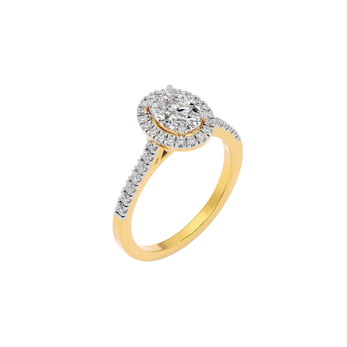 Unity Engagement Oval Diamond Ring 18 KT / Yellow Gold / 22