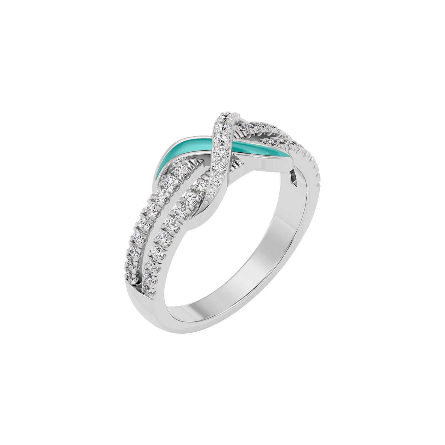 The Green Gleam Fashion Diamonds Ring 18 KT / White Gold / 22