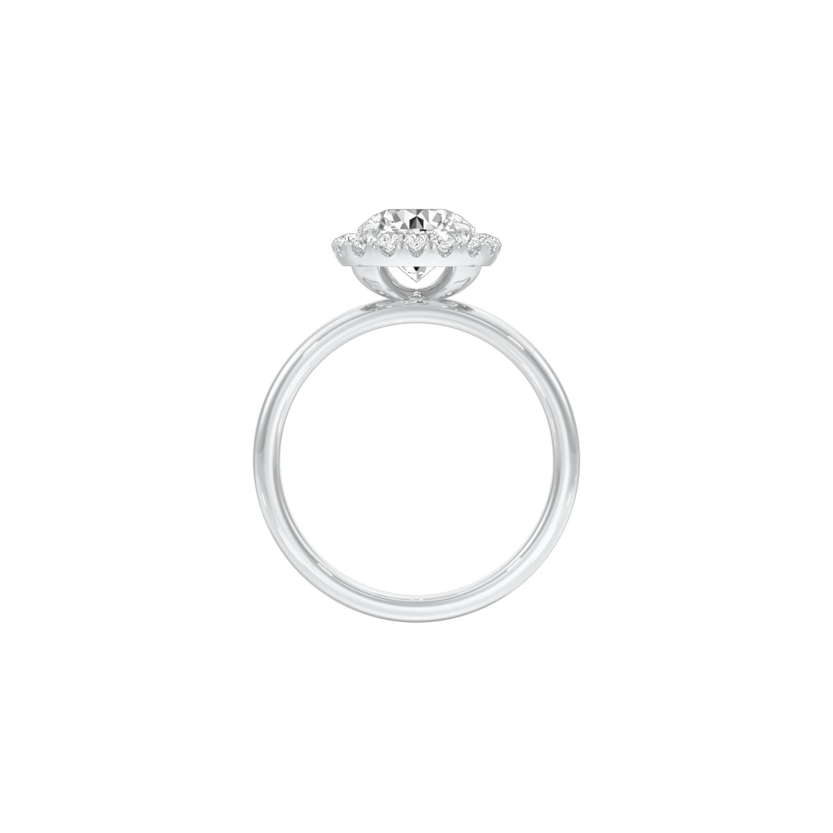 Crowned Diamond Engagement Ring 18 KT / White Gold / 22