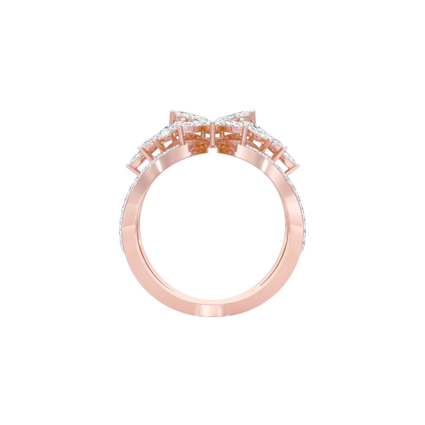Moonlight Sparkle Diamond Cockatail Ring 18 KT / Rose Gold / 22