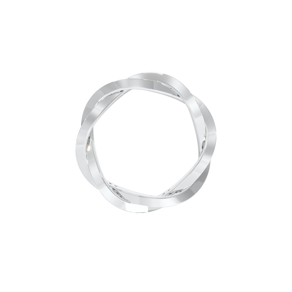 Braided Shimmer Diamond Band Ring 18 KT / White Gold / 18