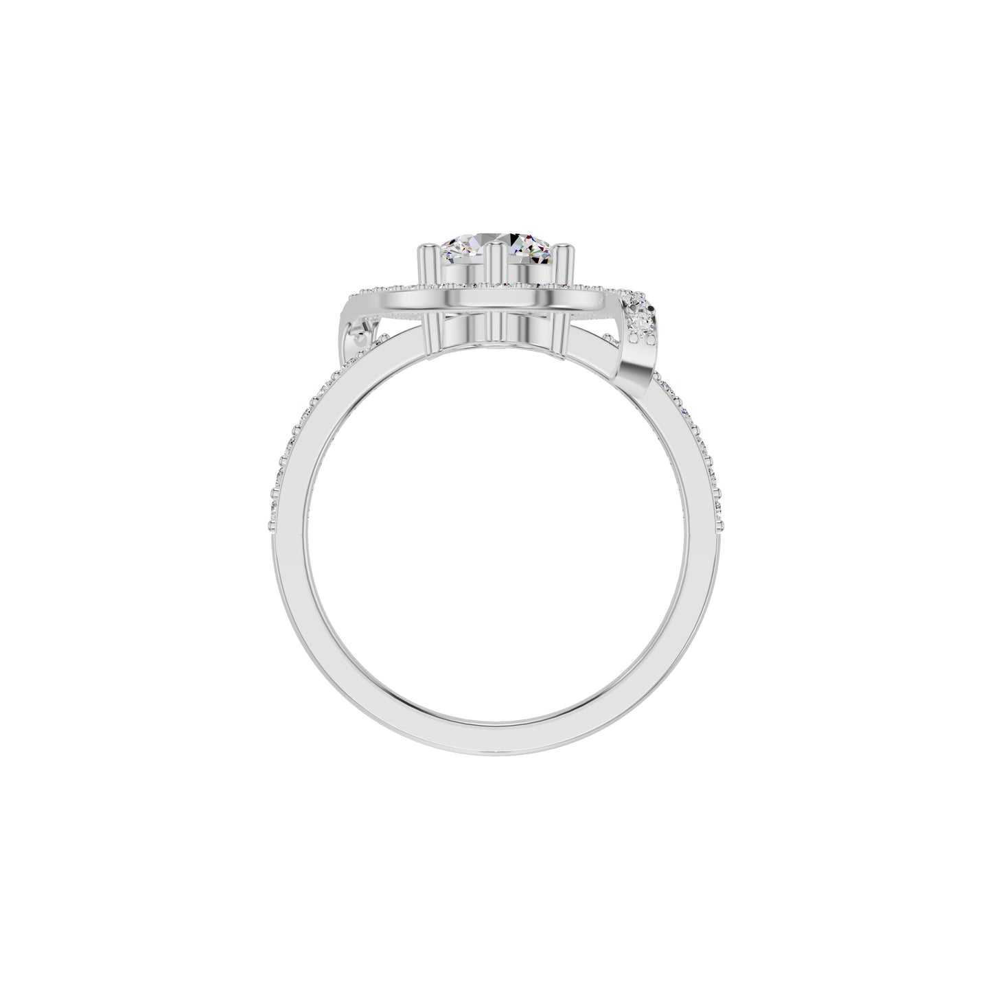 Lumnious Loop Solitaire Diamond Engagement Ring 18 KT / White Gold / 18