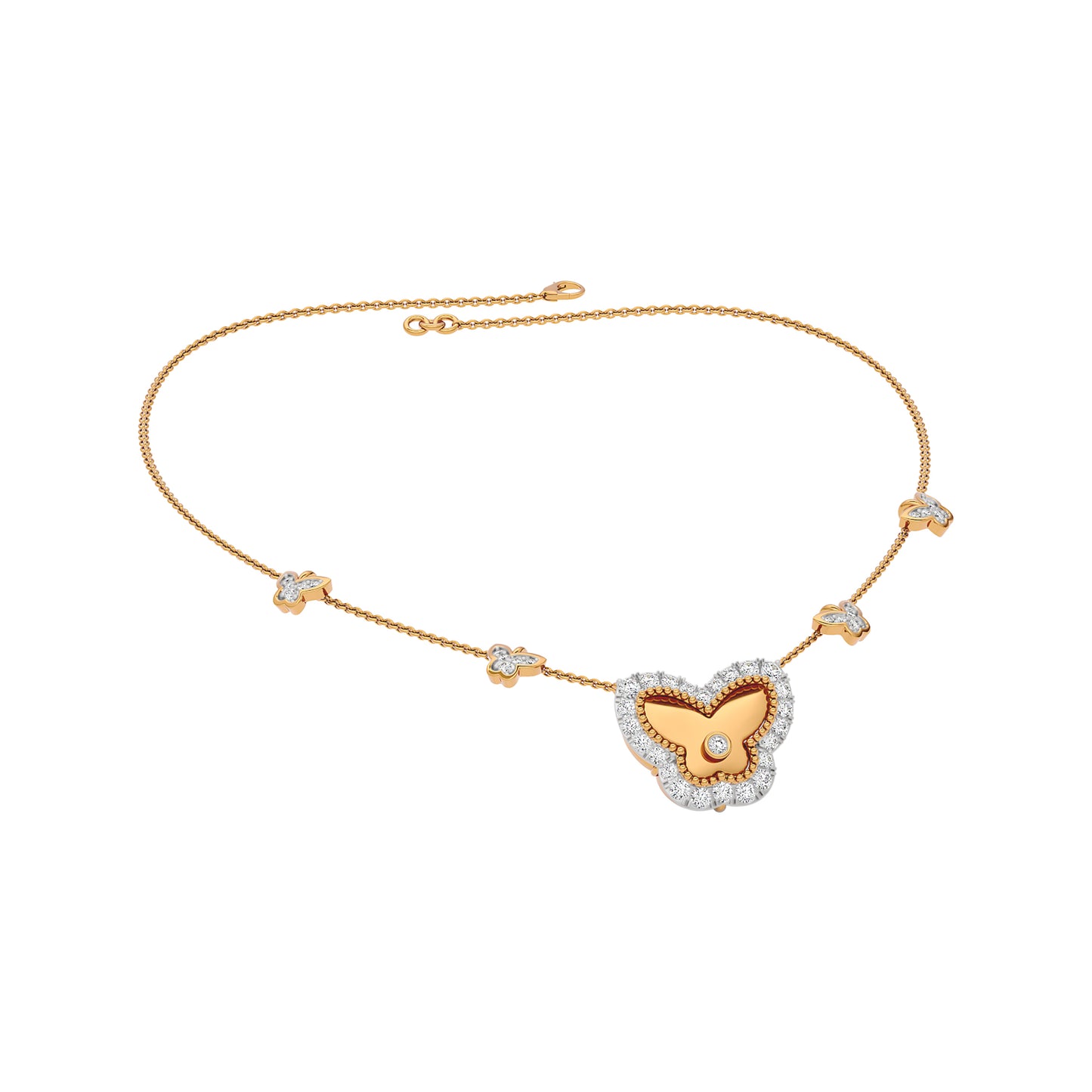 Golden Butterfly Fashion Diamond Necklace 18 KT / Yellow Gold