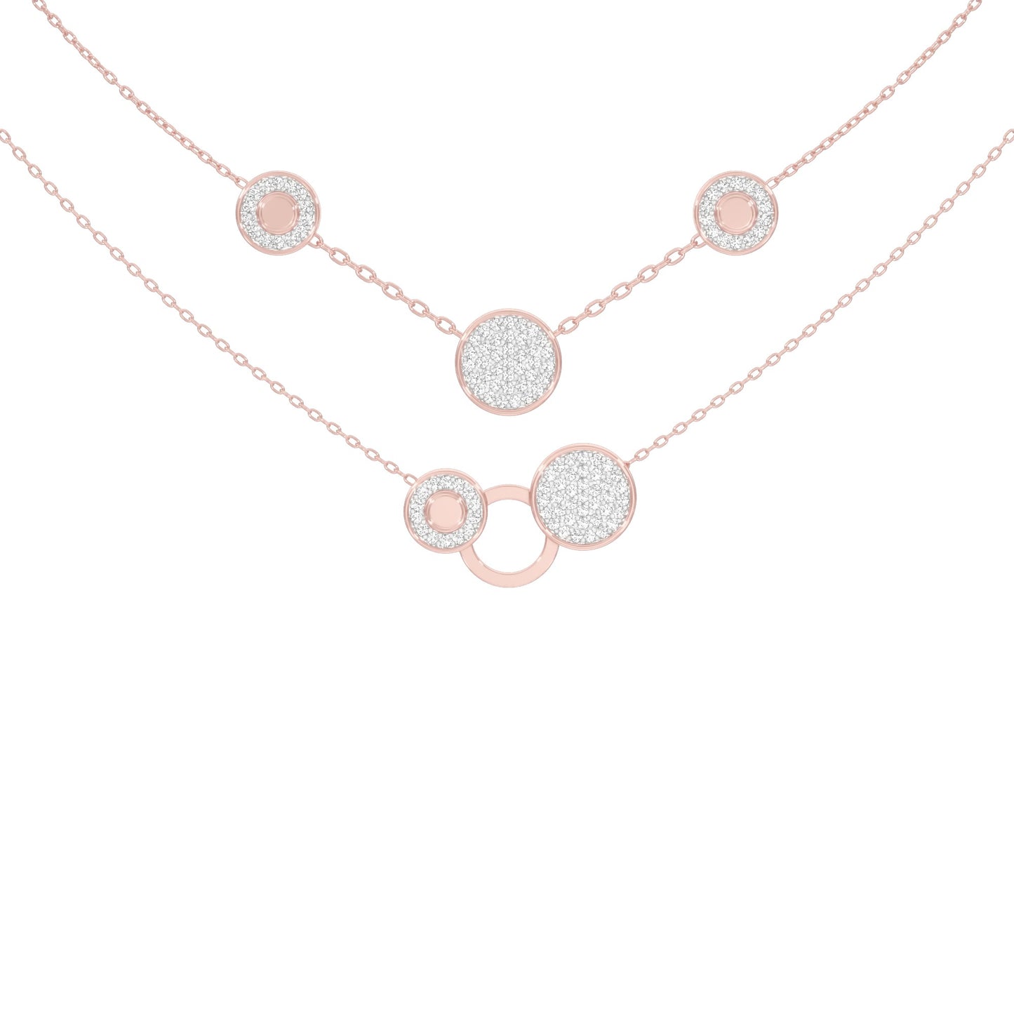 Soft Circular Motifs DIamond Necklace 18 KT / Rose Gold
