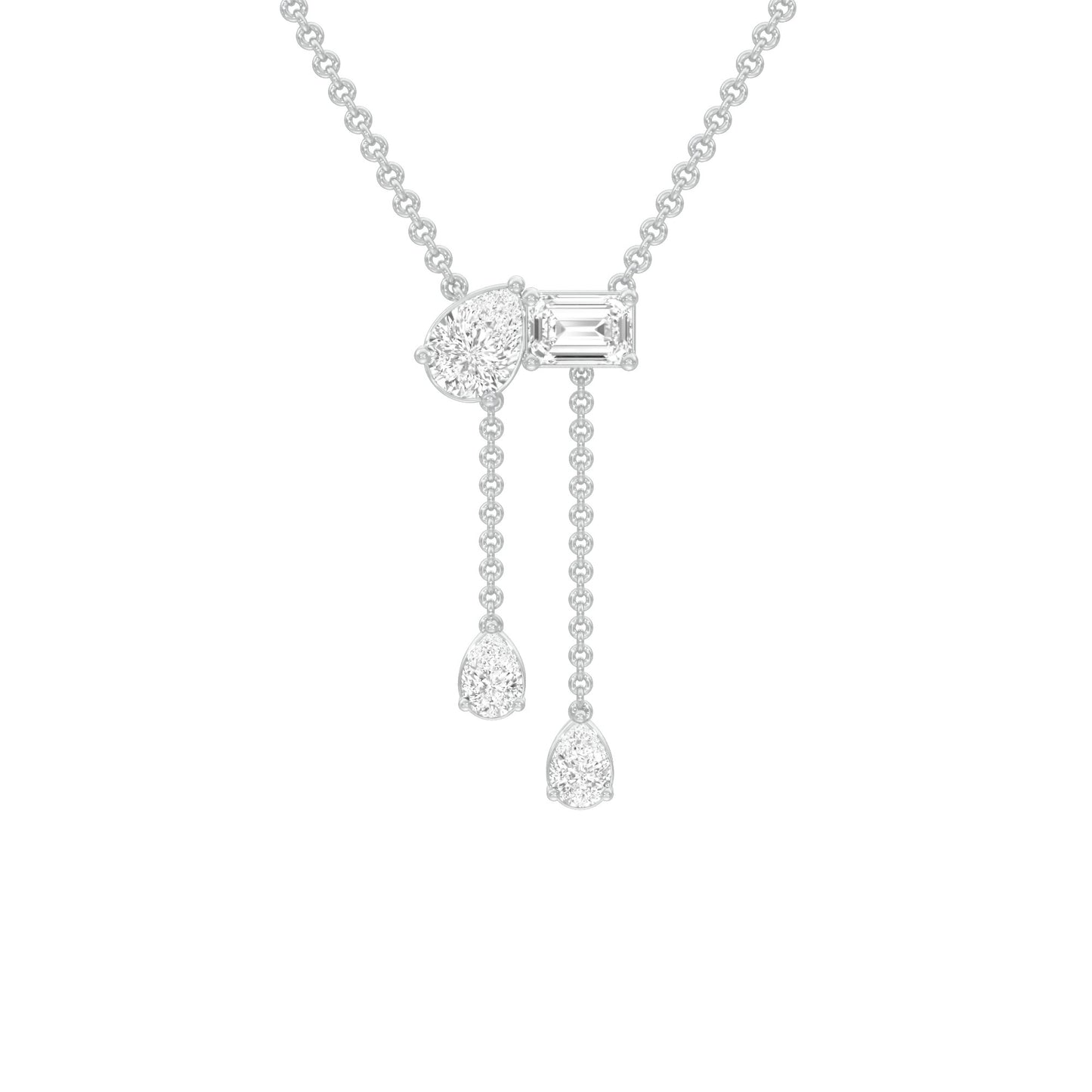 Dangling Drops Y Diamond Necklace 18 KT / White Gold