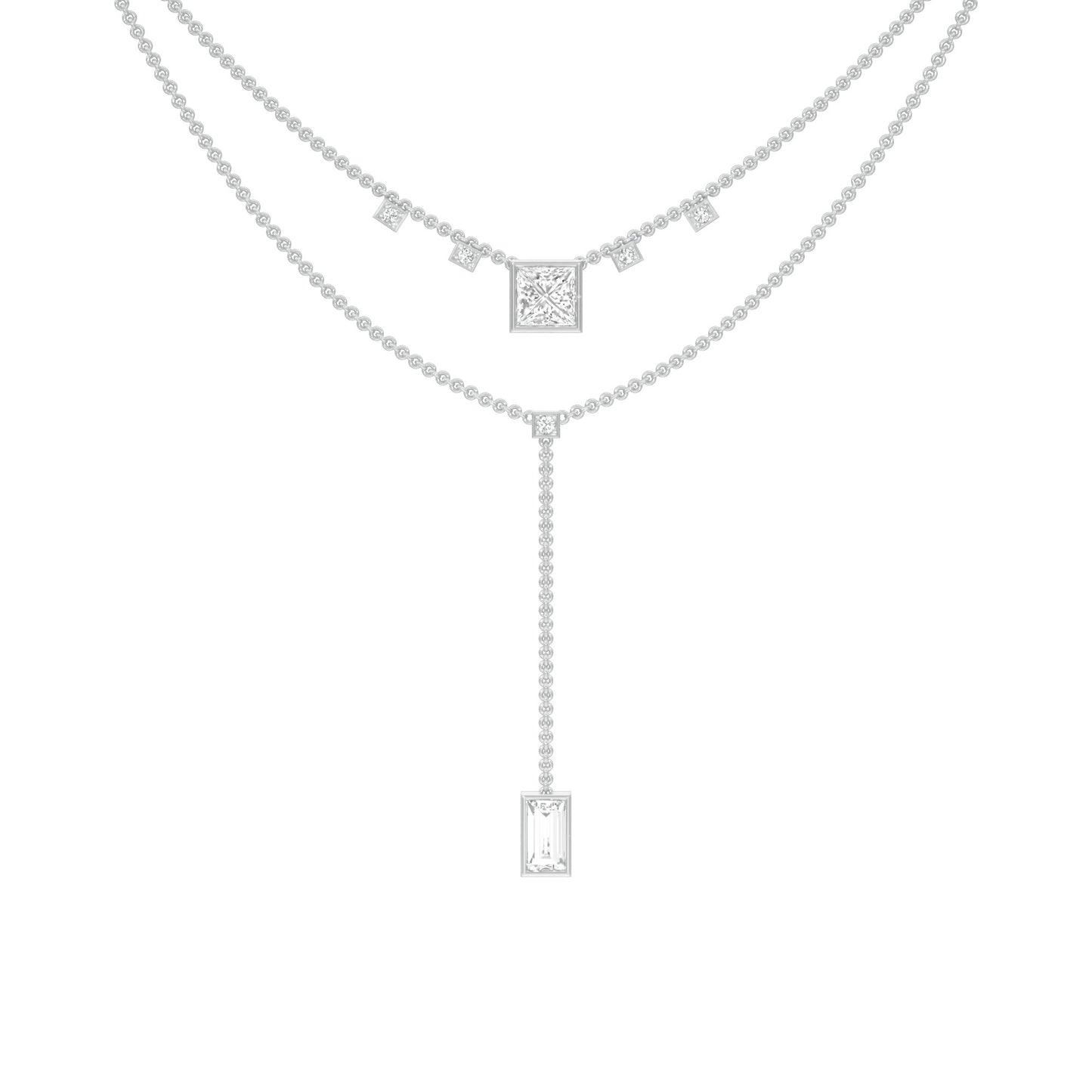 Red Carpet Baugette Drop Diamond Necklace 18 KT / White Gold