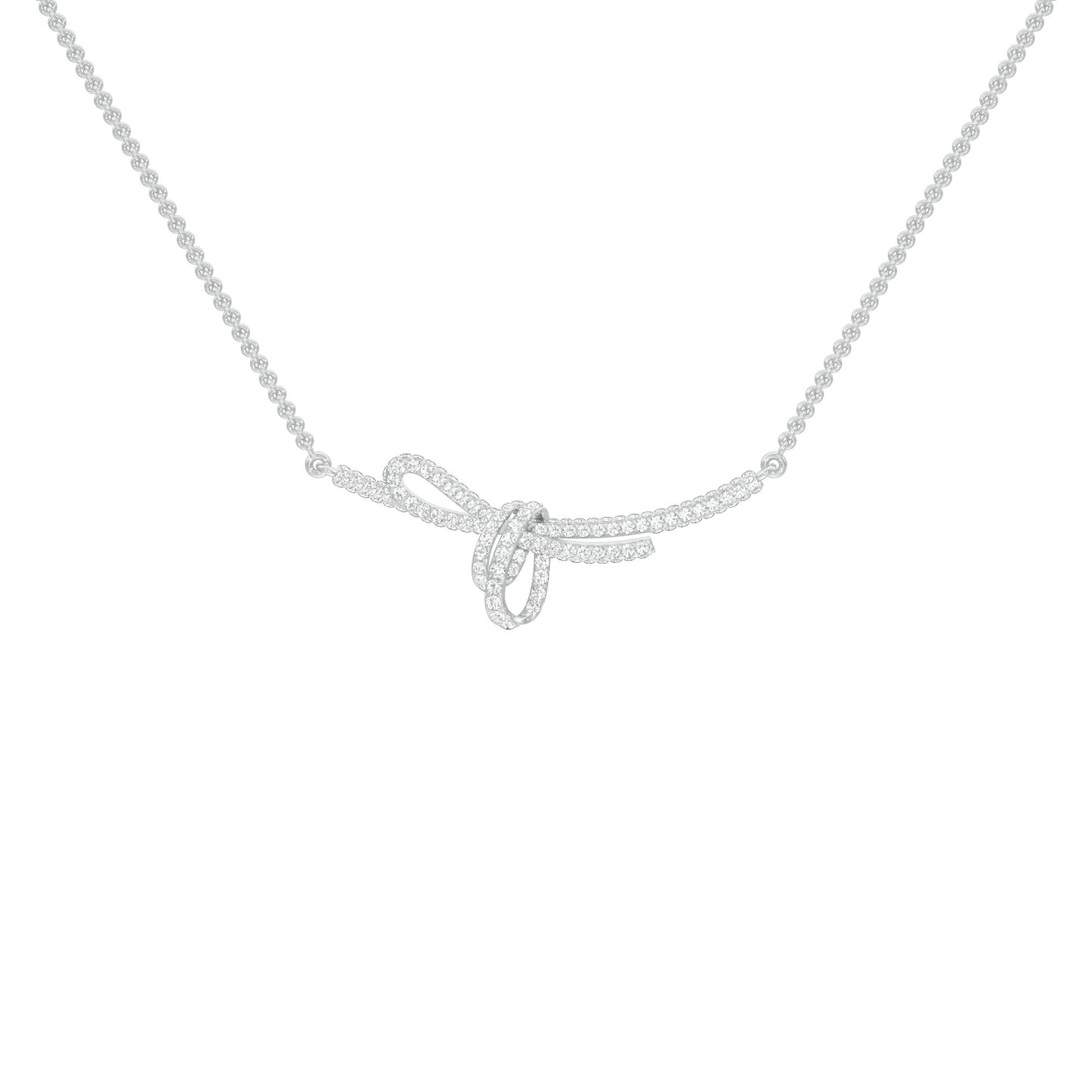 Infinity Bow Diamond Necklace 18 KT / White Gold