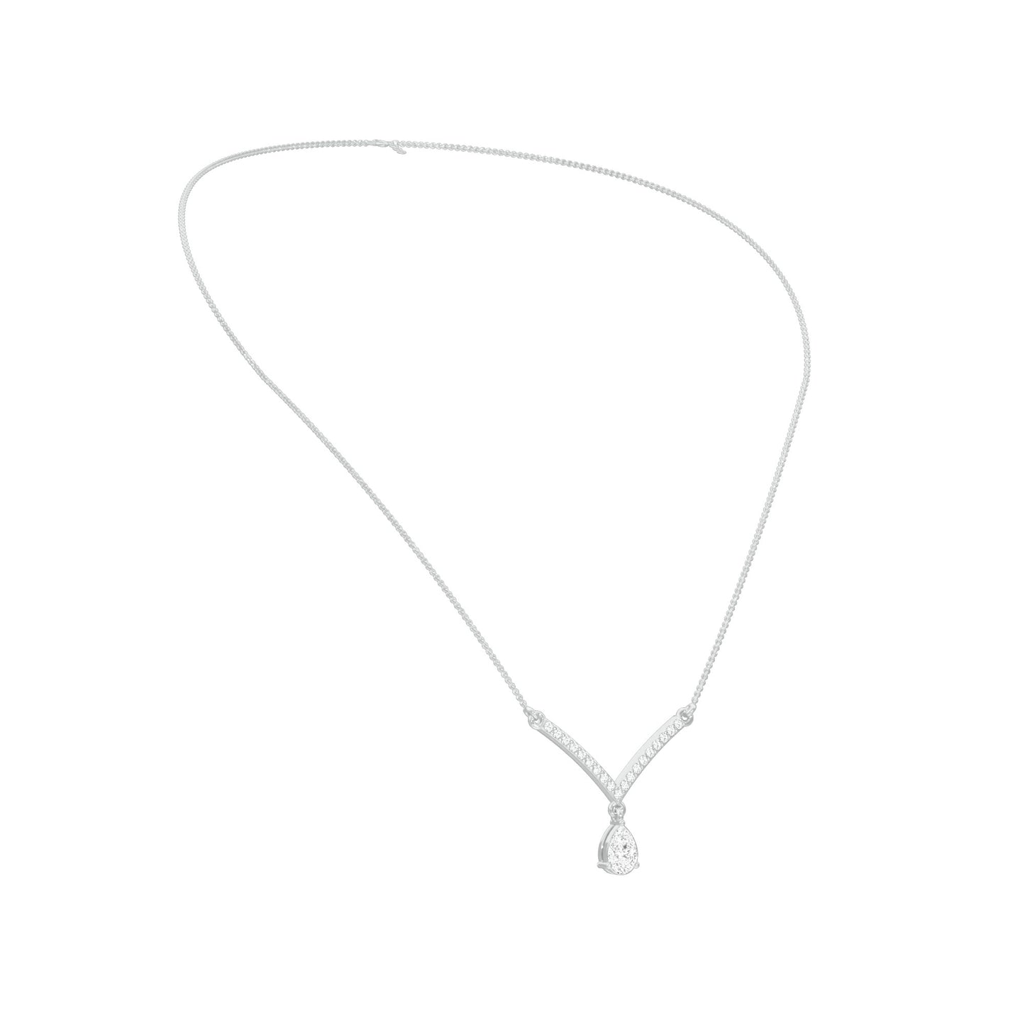 V Shaped Pear Diamond Necklace 18 KT / White Gold