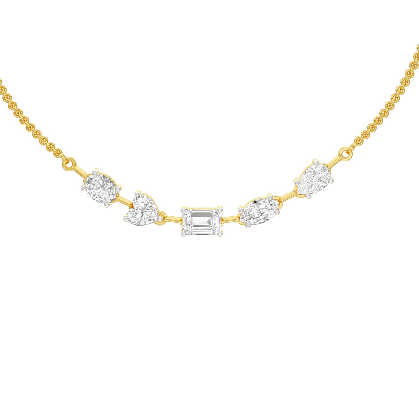 Asymmetrical Facets Diamond Necklace 18 KT / Yellow Gold
