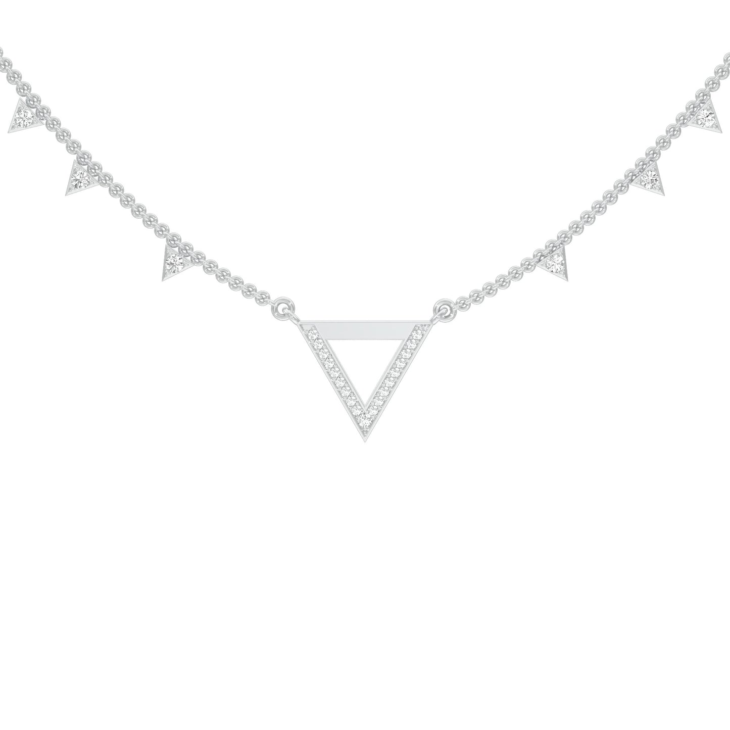 Chevron V Side Diamond Necklace 18 KT / White Gold