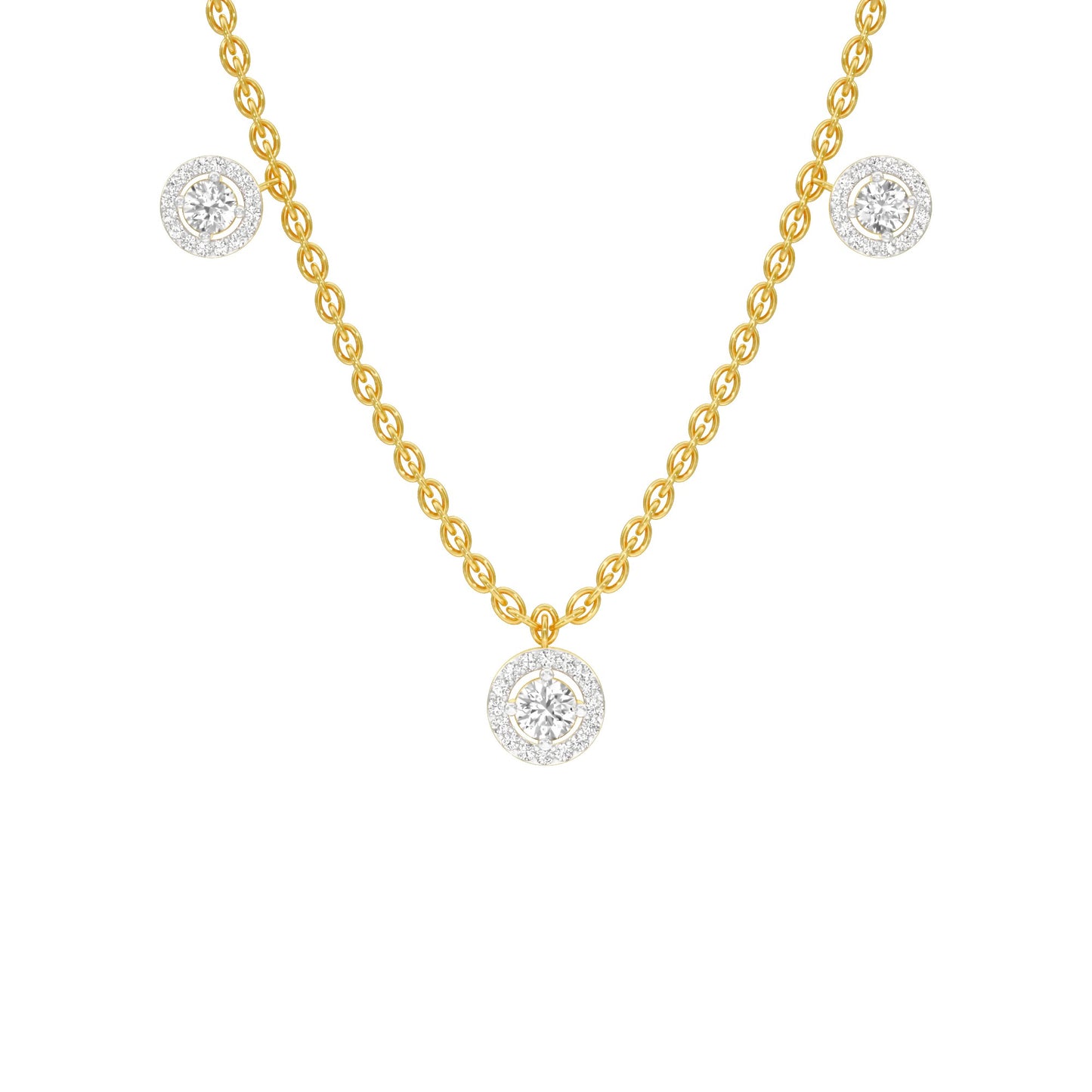 Dangling Coin Diamond Charm Necklace 18 KT / Yellow Gold