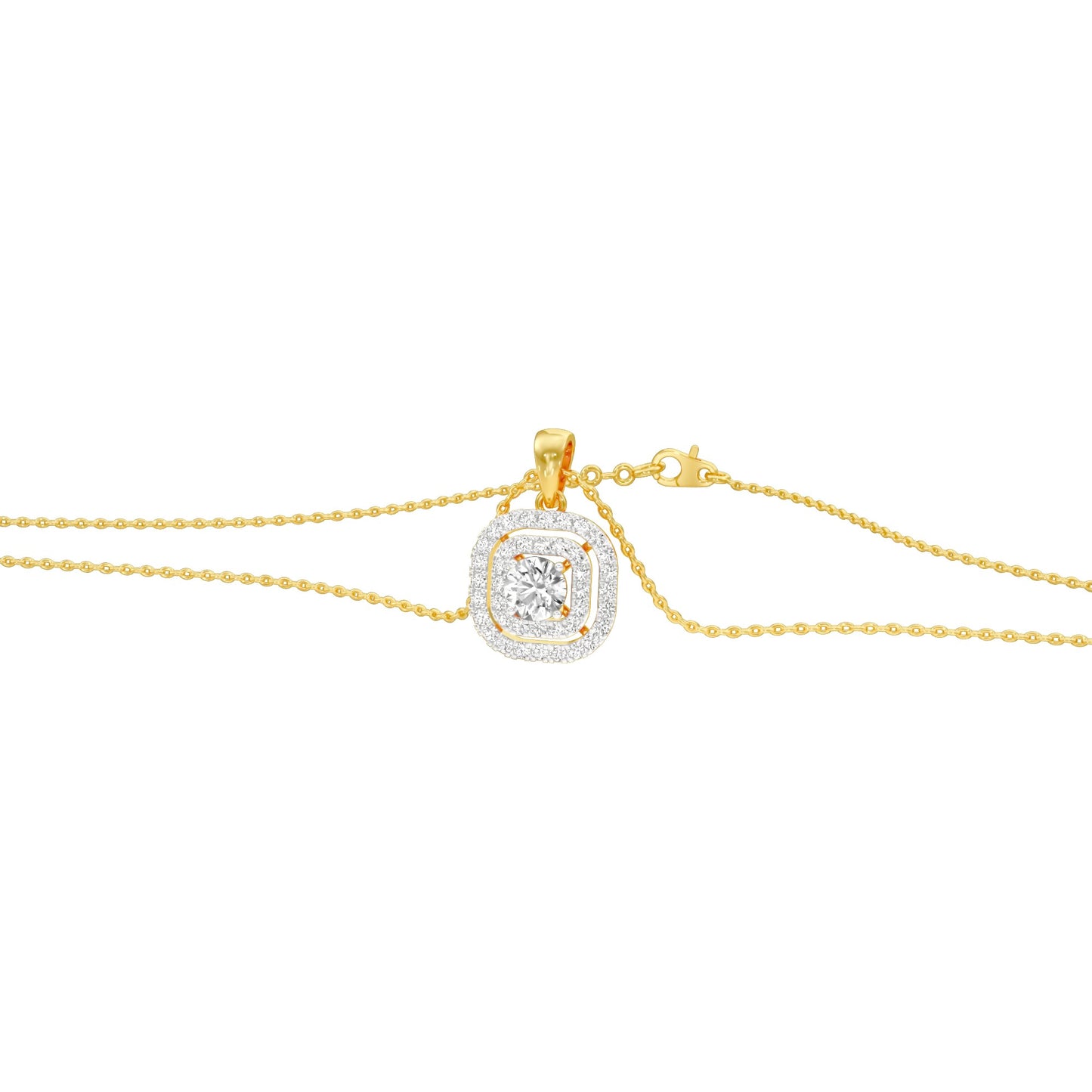 Round Solitaire Ripple Diamond Pendant 18 KT / Yellow Gold
