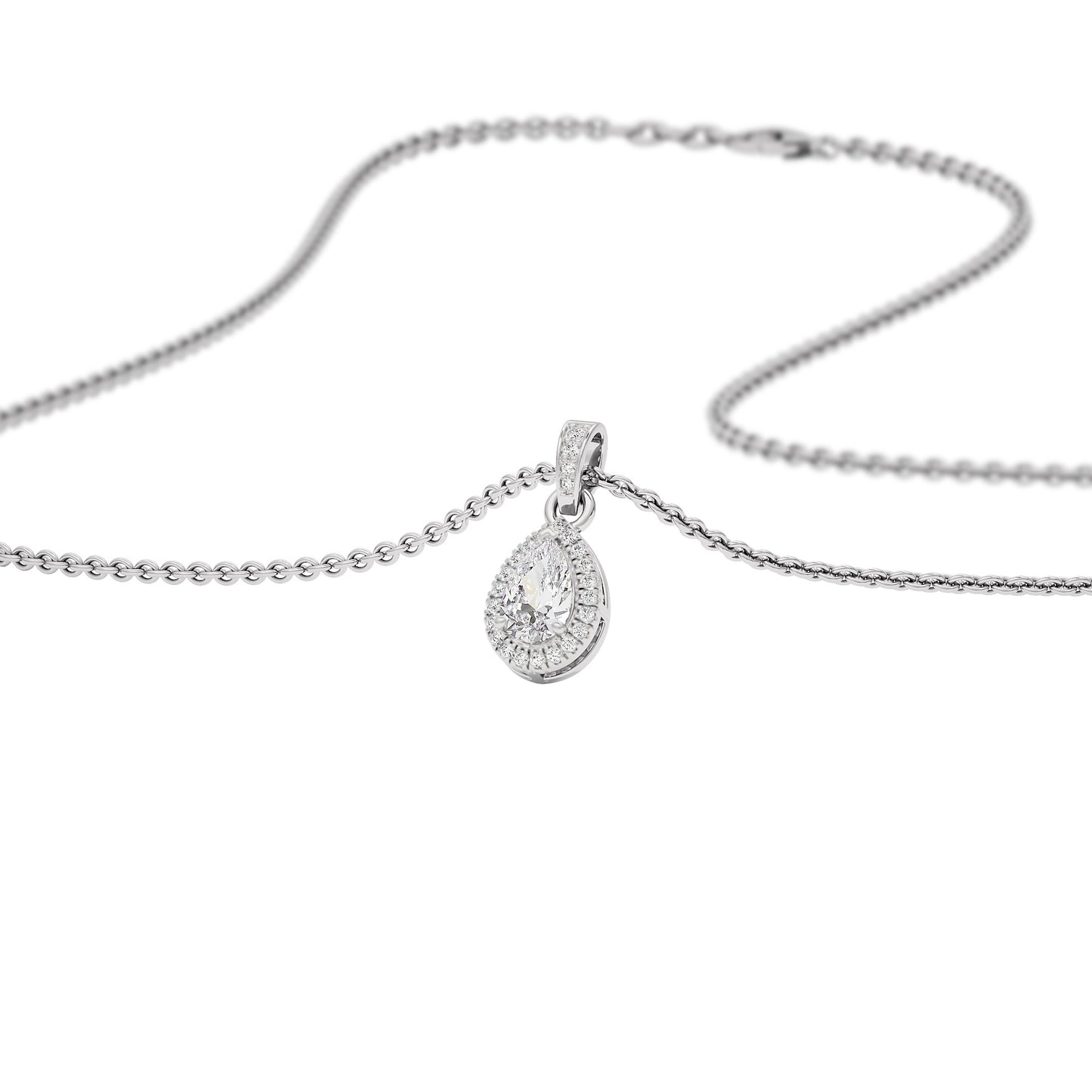 Bespoke Classic Pear Diamond Pendant 18 KT / White Gold