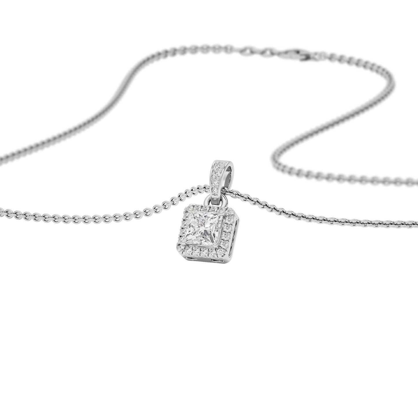 Barbara Classic Princess Diamond Pendant 18 KT / White Gold