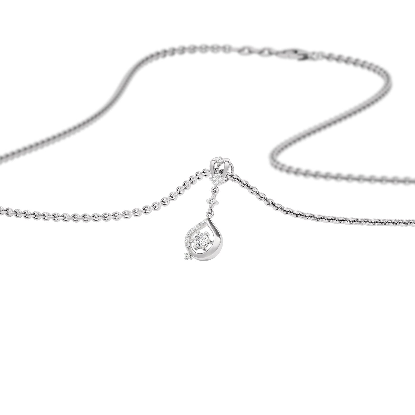 Glistening Lariat Diamond Pendant 18 KT / White Gold