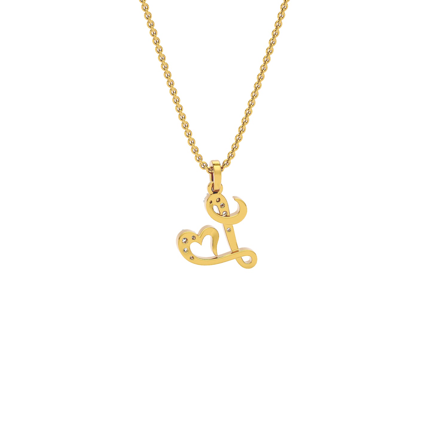 Lovely ‘L’ Diamond Pendant 18 KT / Yellow Gold