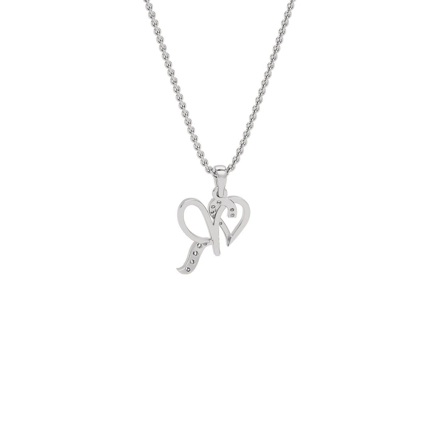 Radiant ‘R’ Diamond Pendant 18 KT / White Gold