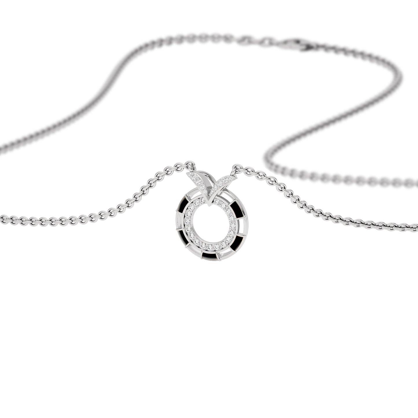 Ebon Circle Fashion Diamond Pendant 18 KT / White Gold