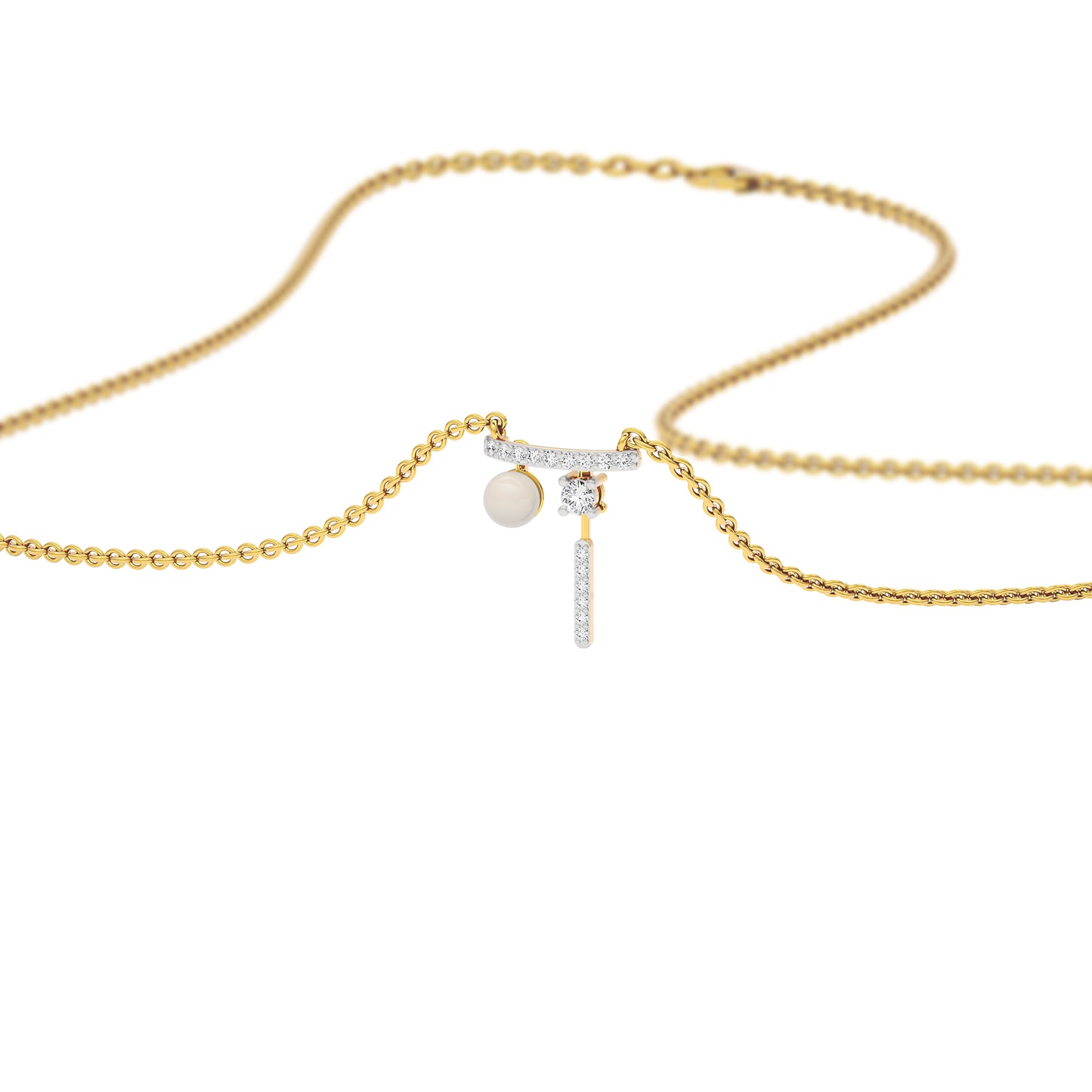 Pink Drip Fashion Diamond Pendant 18 KT / Yellow Gold