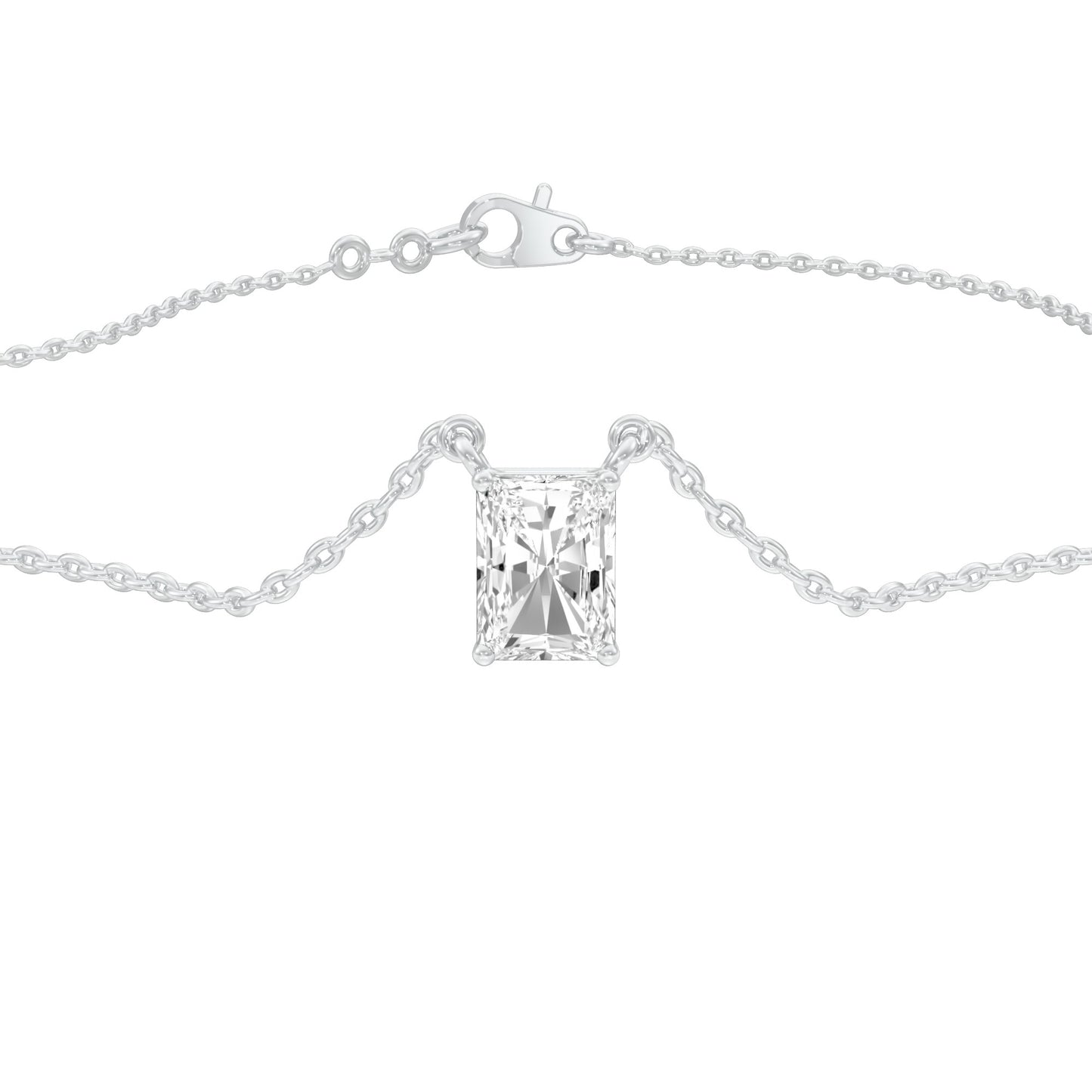 Classic Emerald Diamond Pendant 18 KT / White Gold