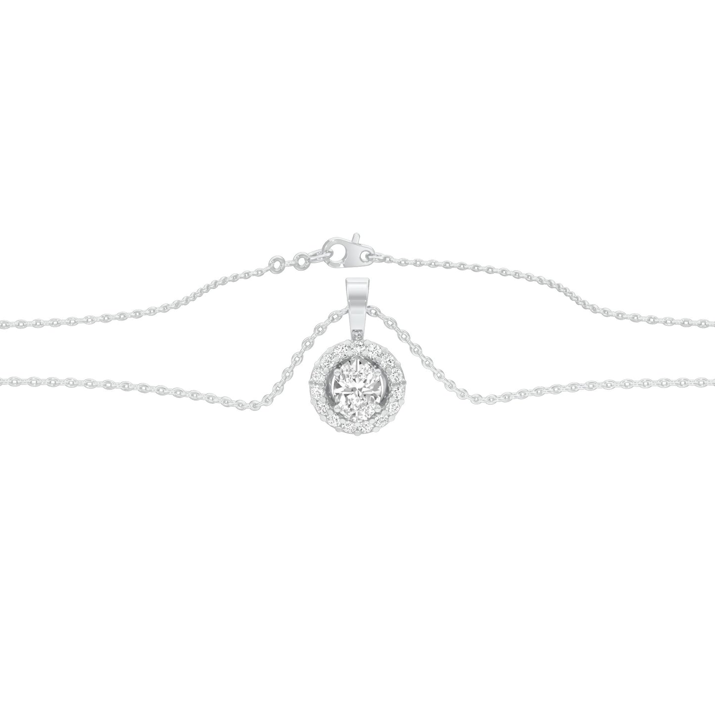 Halo Drop Diamond Pendant 18 KT / White Gold