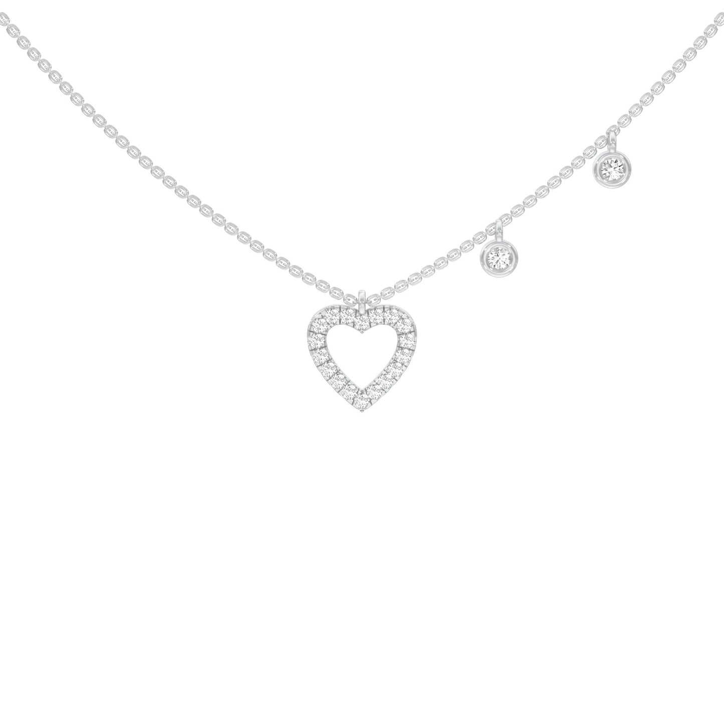 Mini Heart Diamond Pendant 18 KT / White Gold