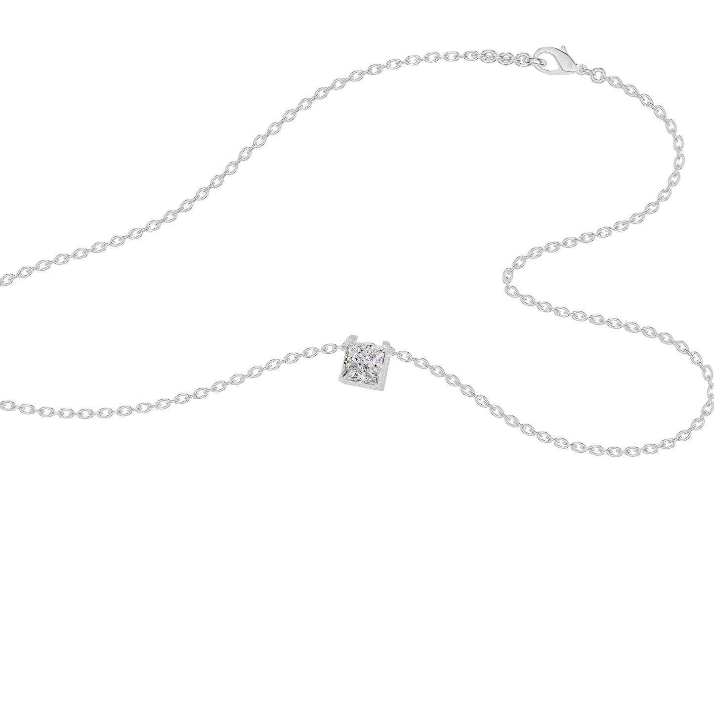 Prism Princess Solitaire Diamond Chain Necklace