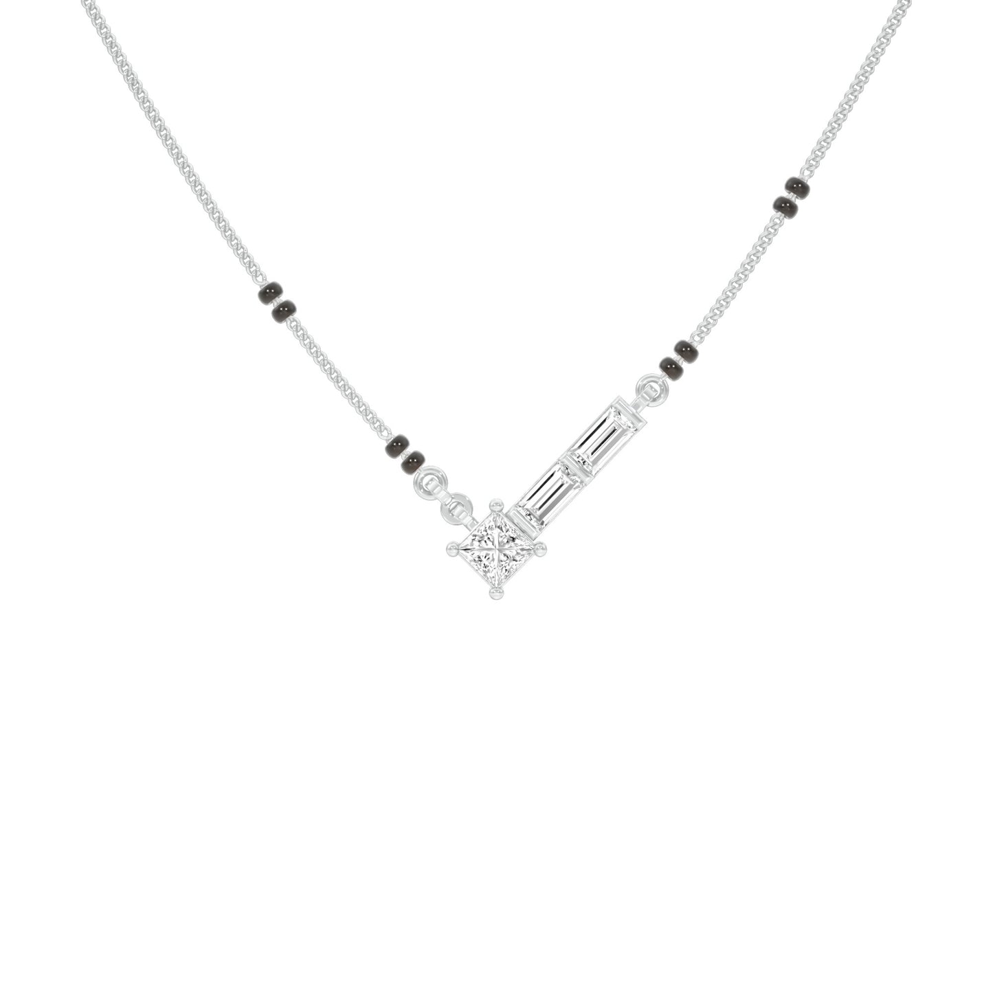 One Sided Sparkle Diamond Mangalsutra 9 KT / White Gold