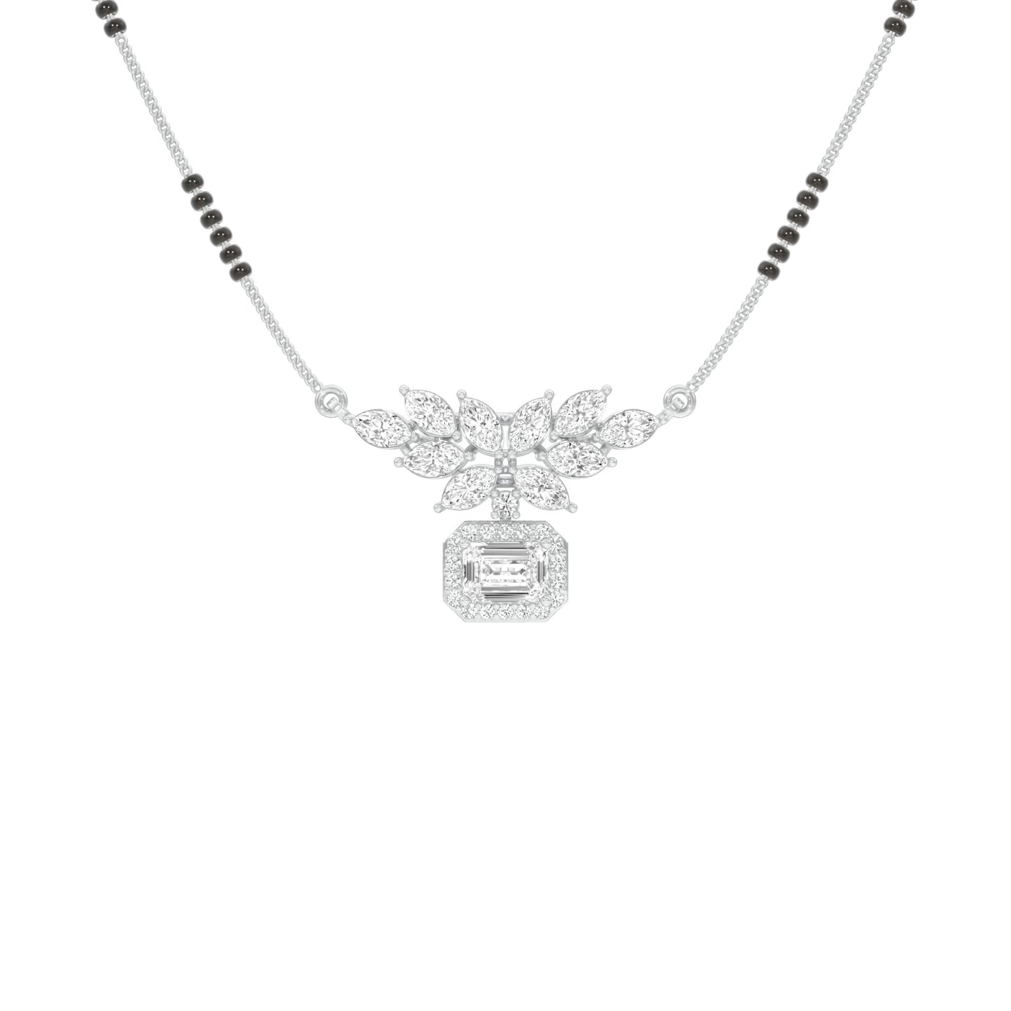 Modern Floral Diamond Mangalsutra 9 KT / White Gold