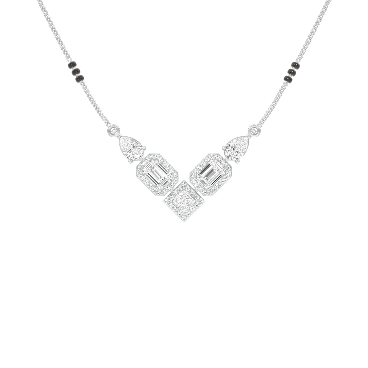 Chevron Charm Diamond Mangalsutra 9 KT / White Gold