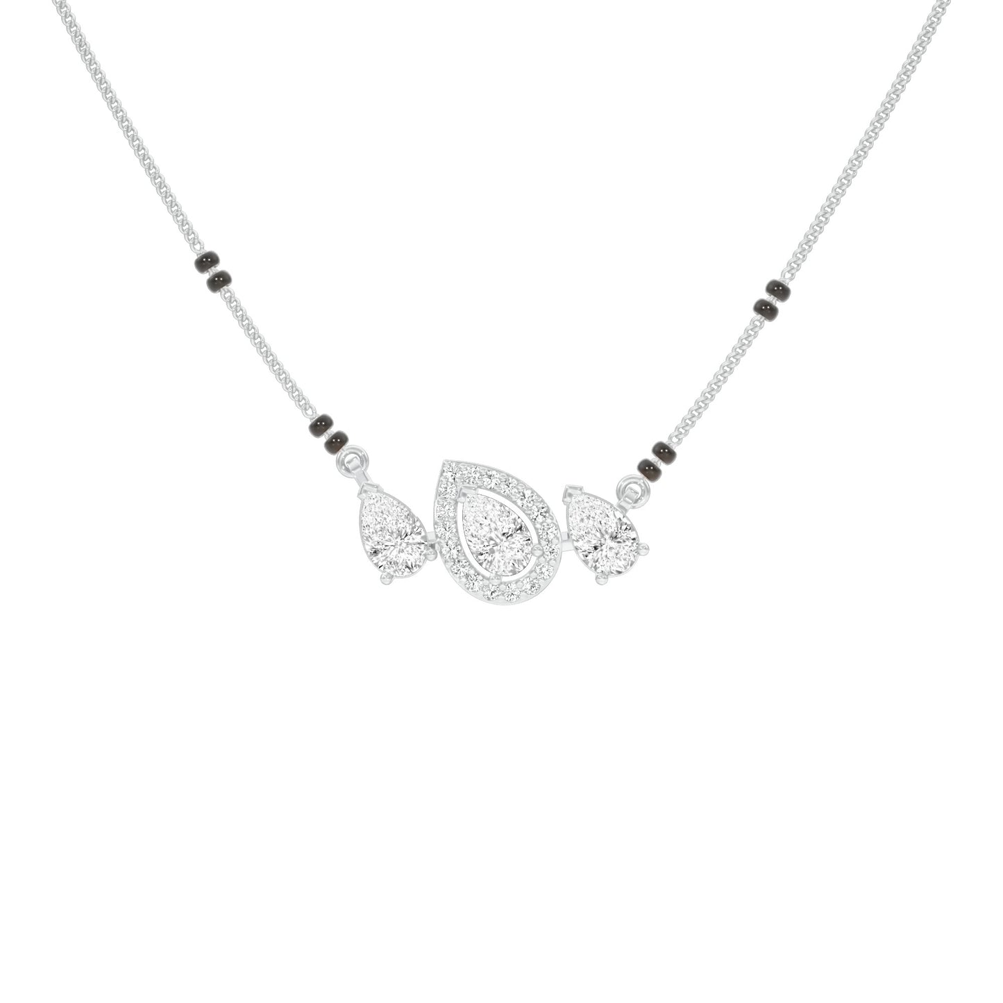 Teardrop Motif Diamond Mangalsutra 9 KT / White Gold