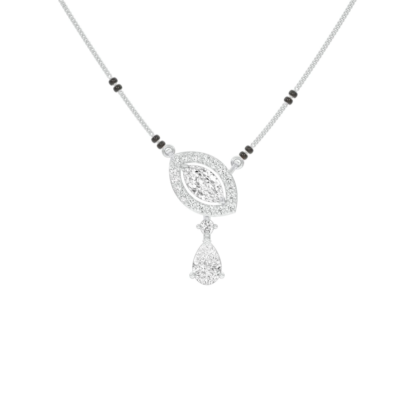 Marquise & Pear Drop Diamond Mangalsutra 9 KT / White Gold