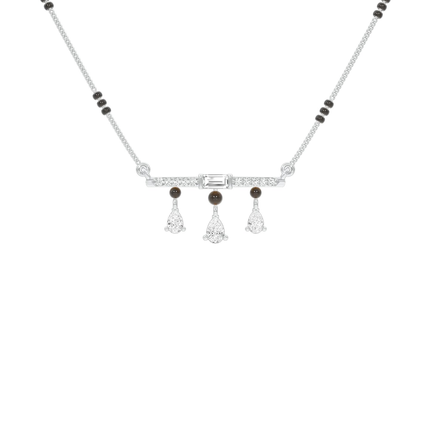 Modern Bar & Drop Diamond Mangalsutra 9 KT / White Gold